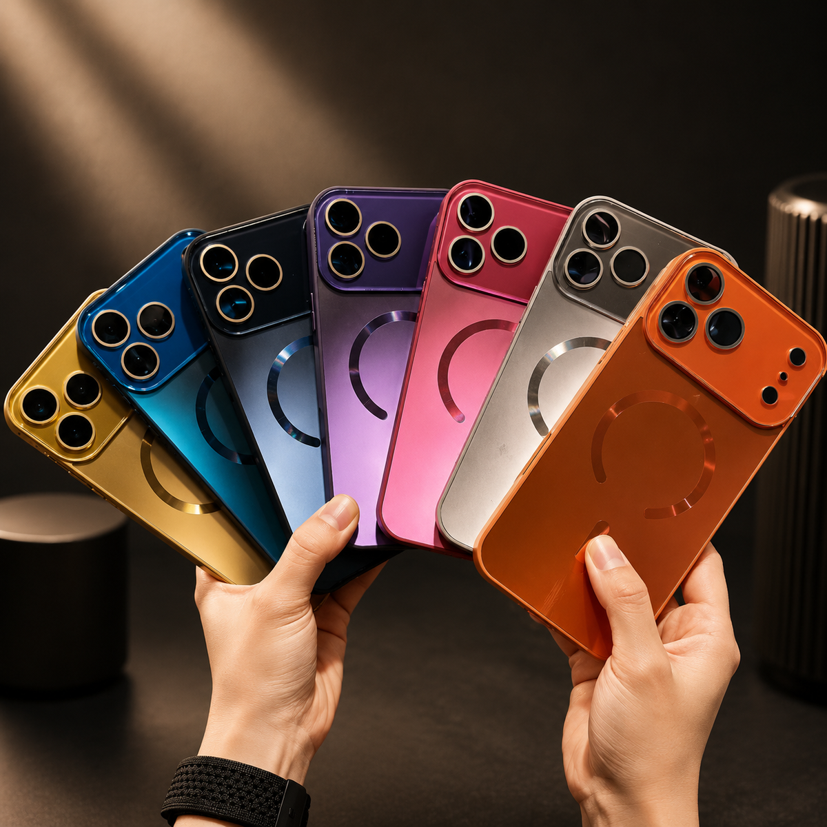 Premium iPhone Case MagSafe Compatible Flowing Light Cover Shockproof Camera Protection