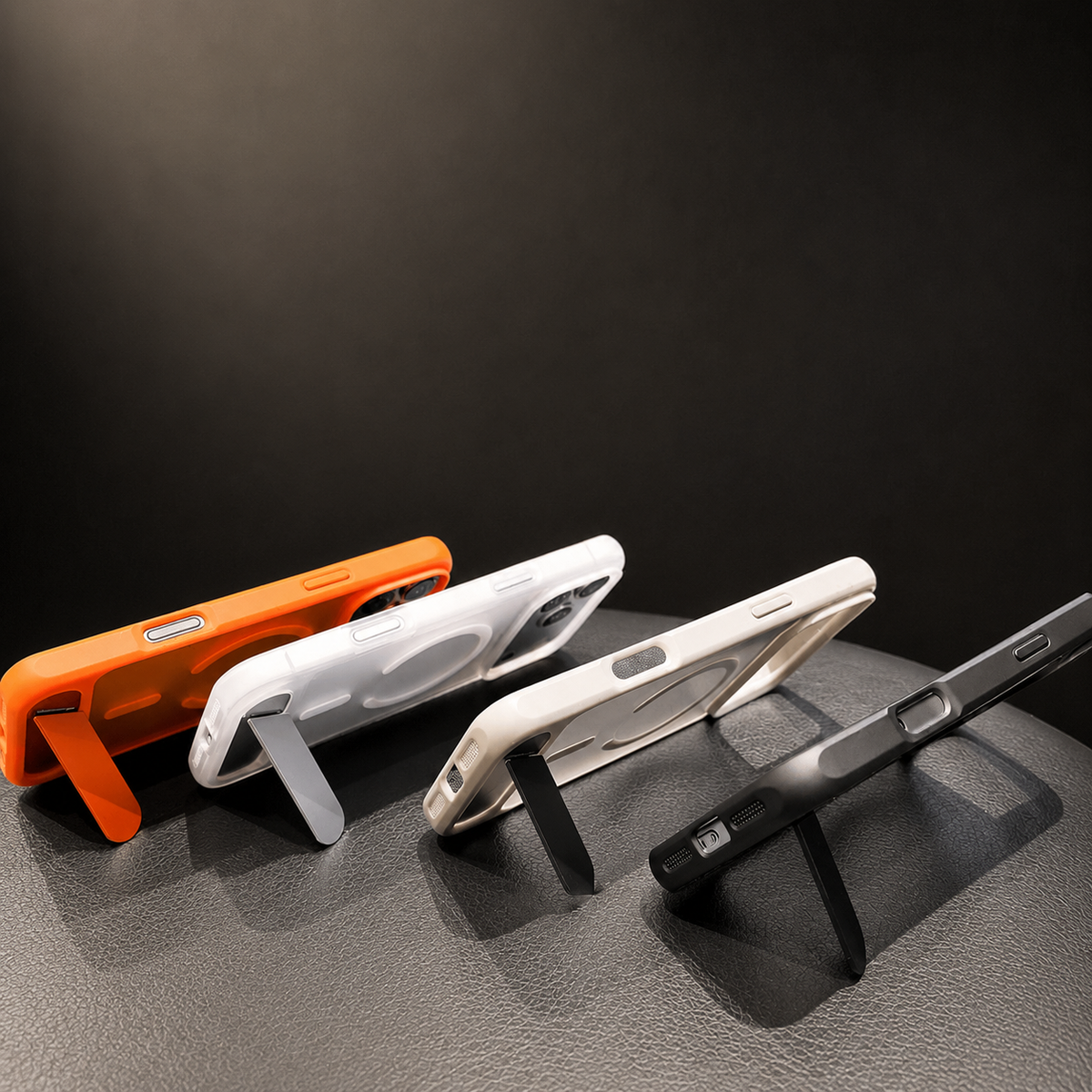 Premium iPhone Case MagSafe Compatible Foldable Stand Cover Matte Shockproof Protection