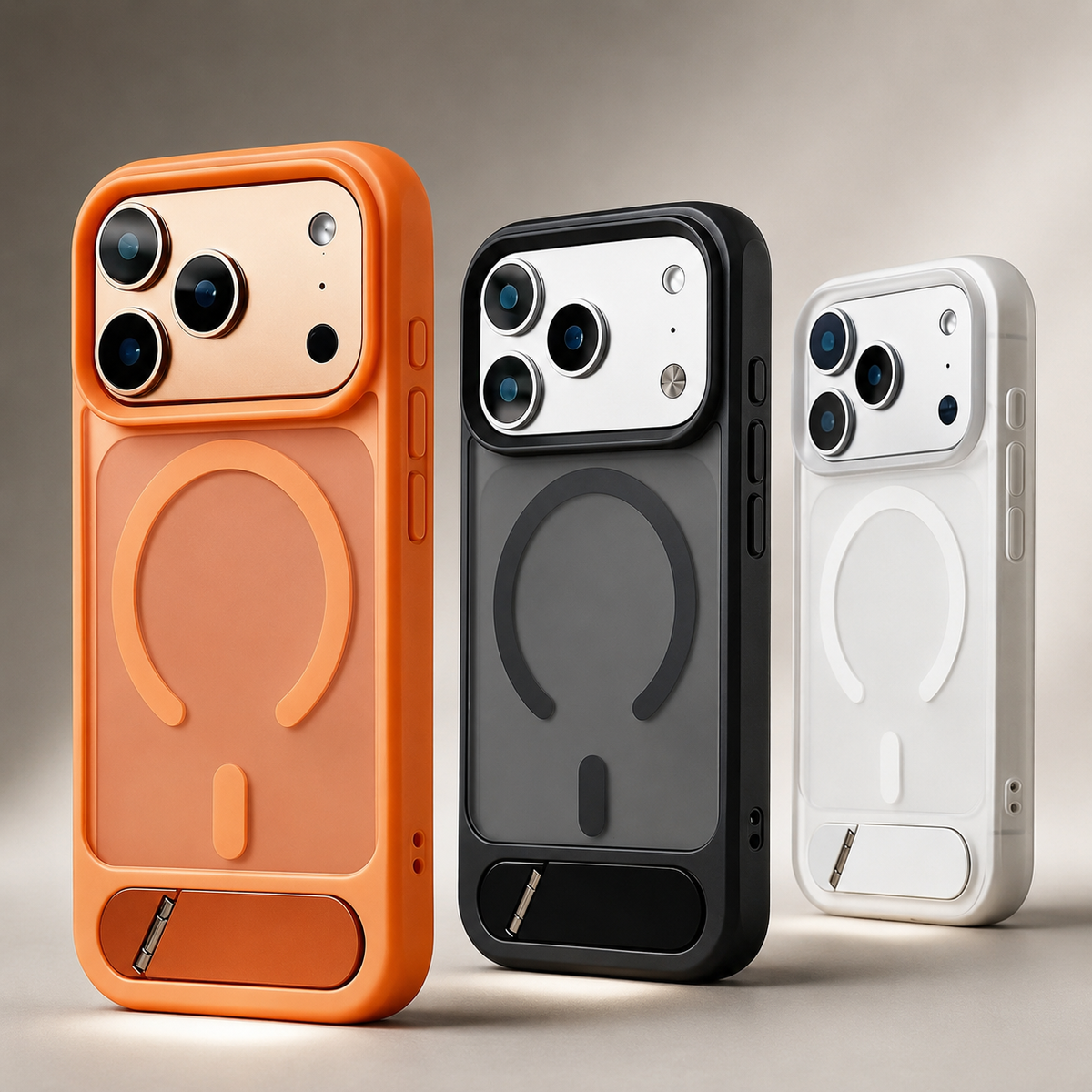 Premium iPhone Case MagSafe Compatible Foldable Stand Cover Matte Shockproof Protection