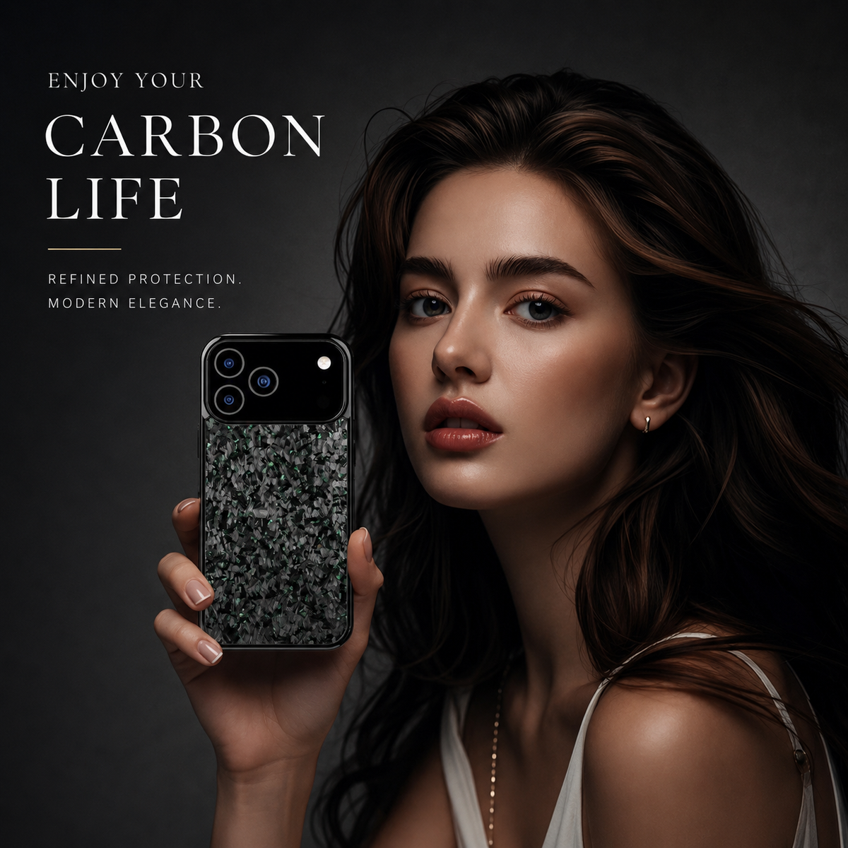Premium iPhone Case MagSafe Compatible Forged Carbon Fiber Cover Shockproof TPU Protection