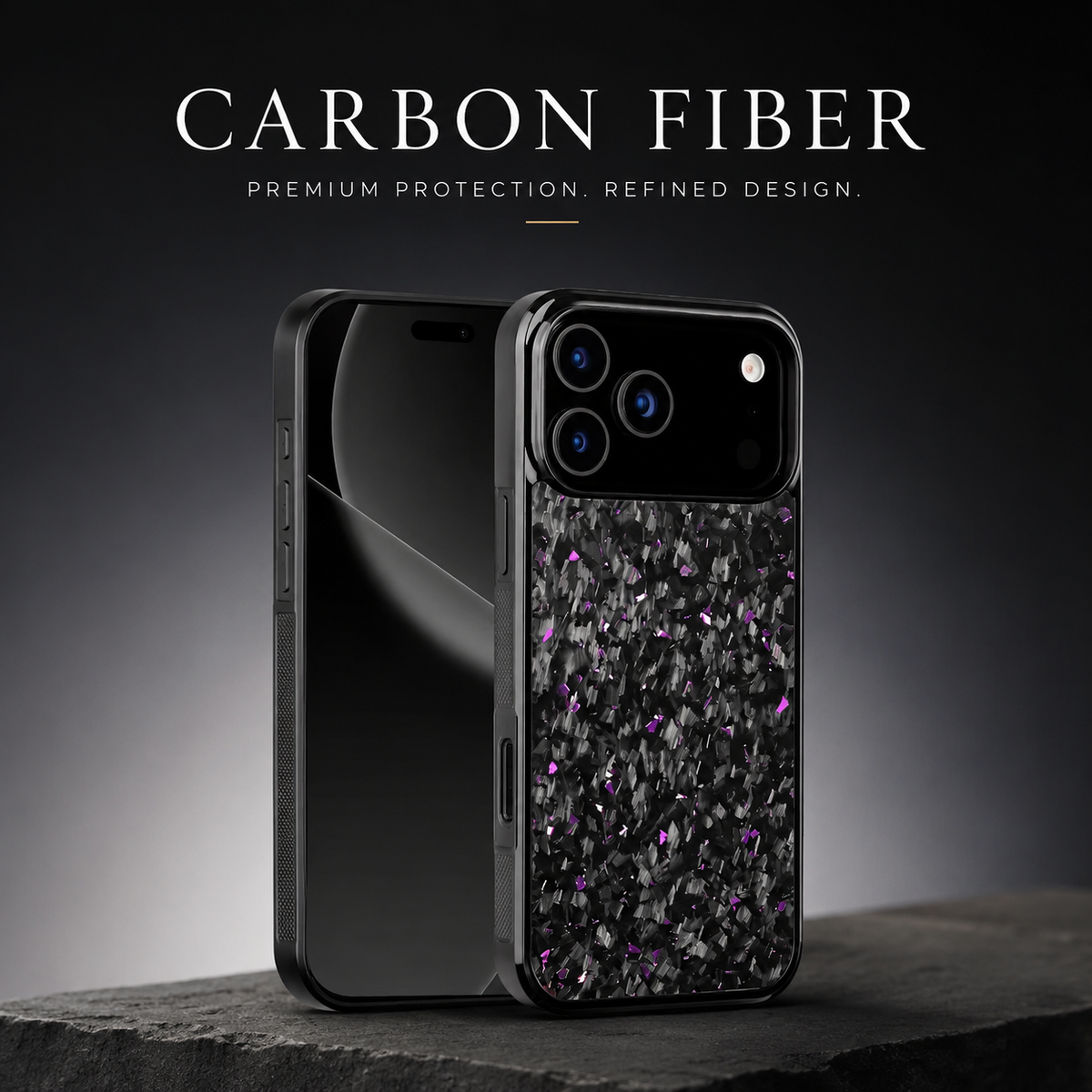 Premium iPhone Case MagSafe Compatible Forged Carbon Fiber Cover Shockproof TPU Protection