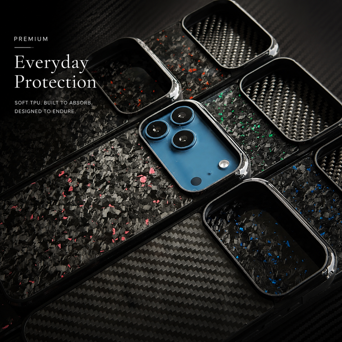 Premium iPhone Case MagSafe Compatible Forged Carbon Fiber Cover Shockproof TPU Protection