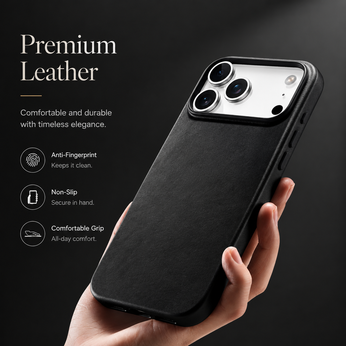 Premium iPhone Case MagSafe Compatible Genuine Leather Slim Cover Full Shockproof Protection