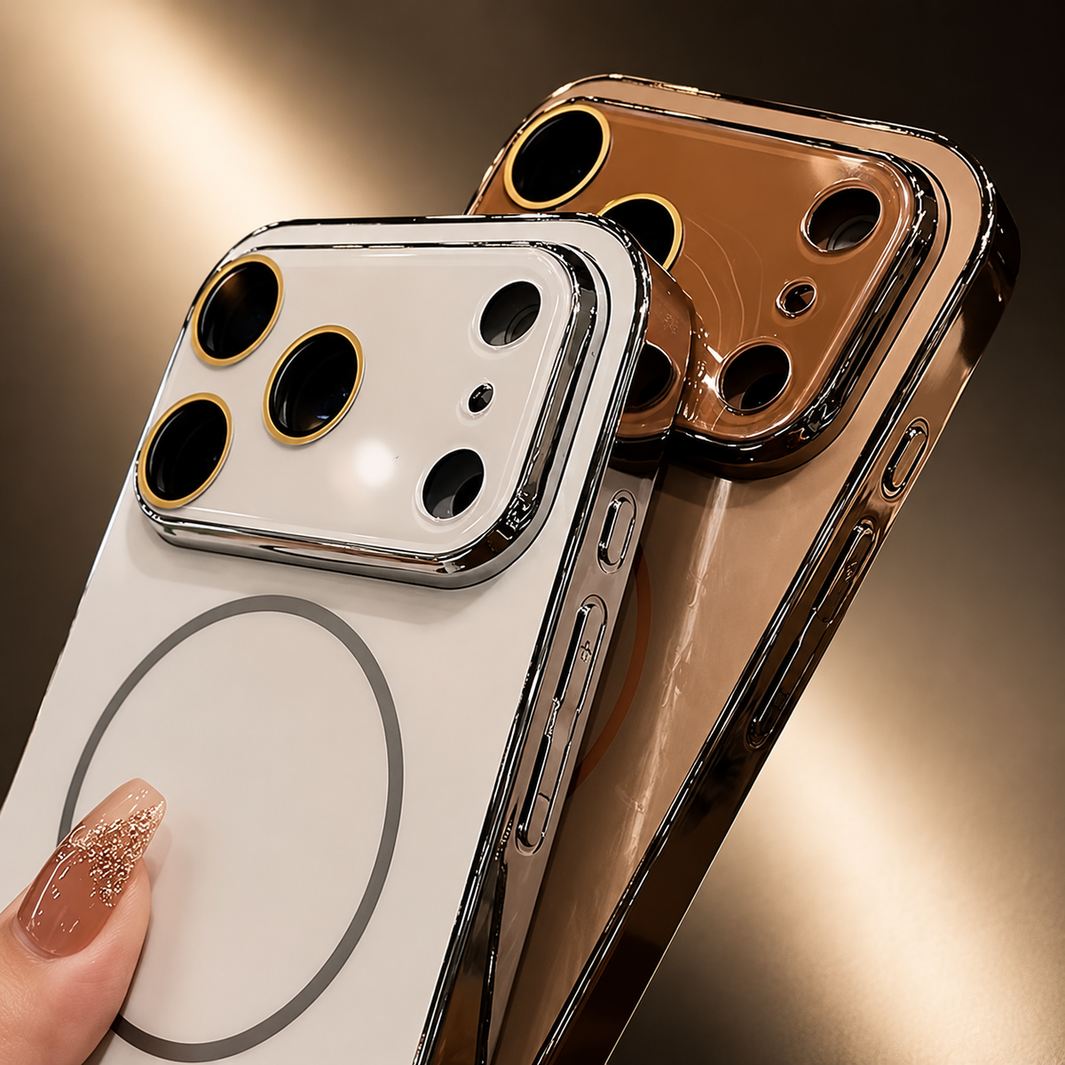 Premium iPhone Case MagSafe Compatible Hard PC Cover Tempered Glass Camera Protection