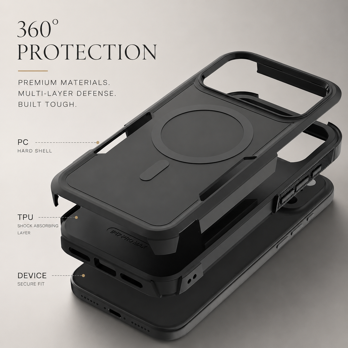 Premium iPhone Case MagSafe Compatible Heavy Armor Matte Cover Shockproof Protection