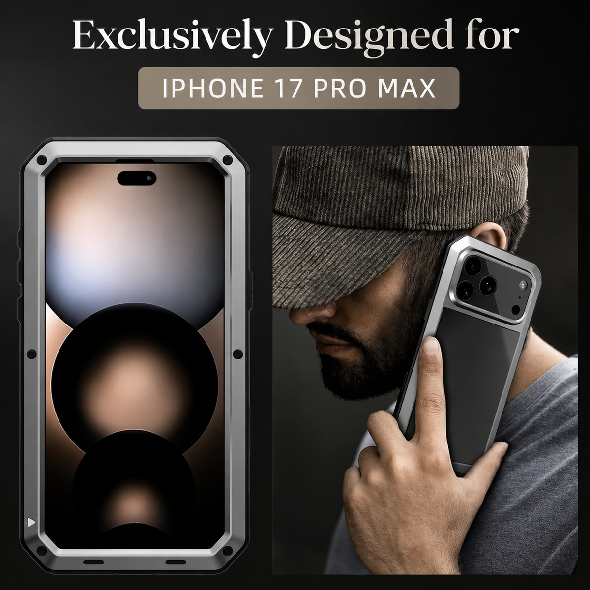 Premium iPhone Case MagSafe Compatible Heavy Duty Metal Cover Built-In Glass Screen Protection