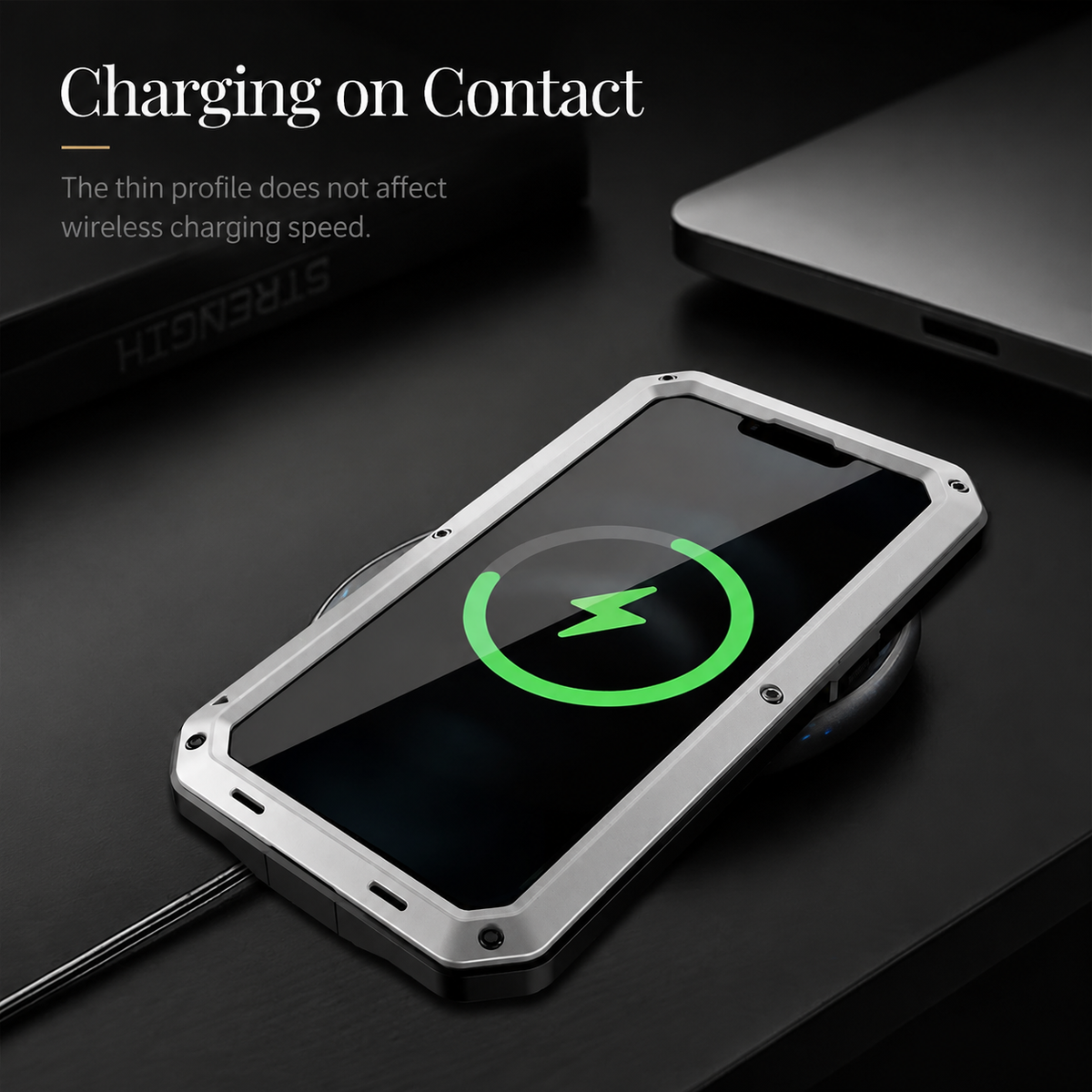 Premium iPhone Case MagSafe Compatible Heavy Duty Metal Cover Built-In Glass Screen Protection