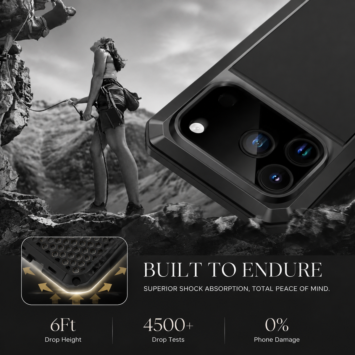 Premium iPhone Case MagSafe Compatible Heavy Duty Metal Cover Built-In Glass Screen Protection