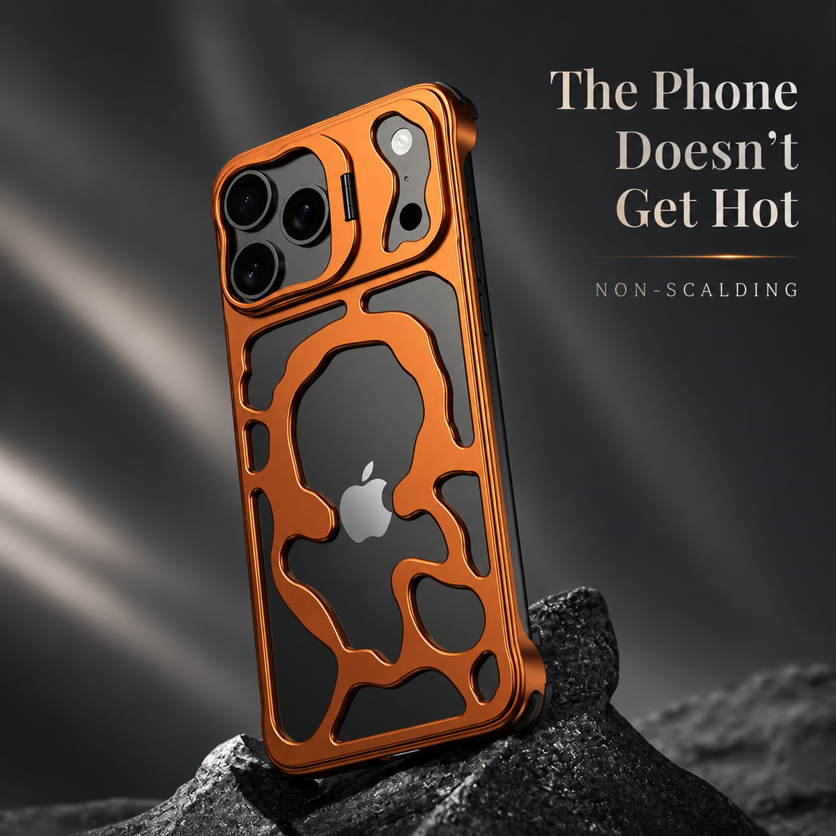 Premium iPhone Case MagSafe Compatible Hollow Metal Cover Heat Dissipating Design Built-In Stand Bracket Slim Shockproof Magnetic Protective Case