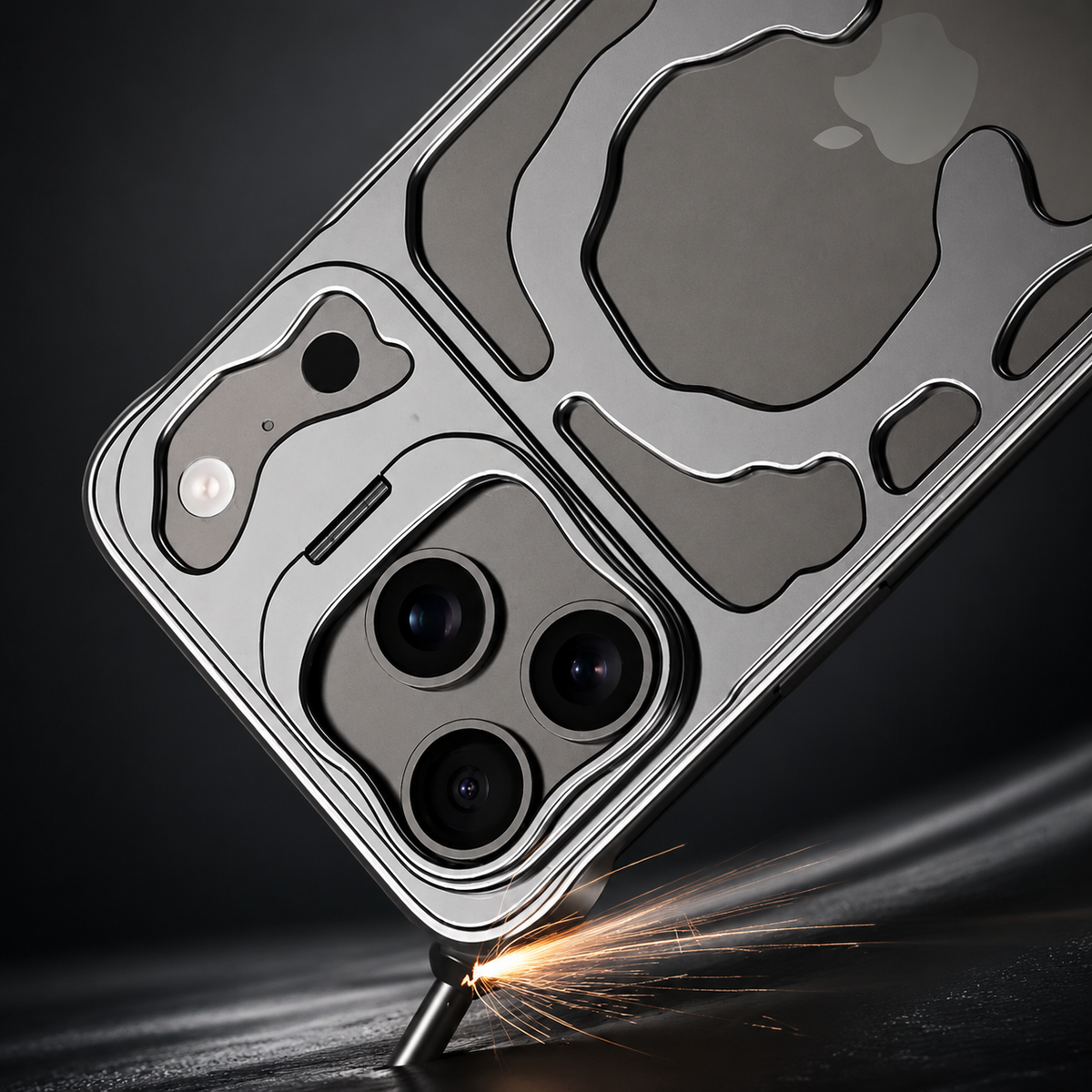 Premium iPhone Case MagSafe Compatible Hollow Metal Cover Heat Dissipating Design Built-In Stand Bracket Slim Shockproof Magnetic Protective Case