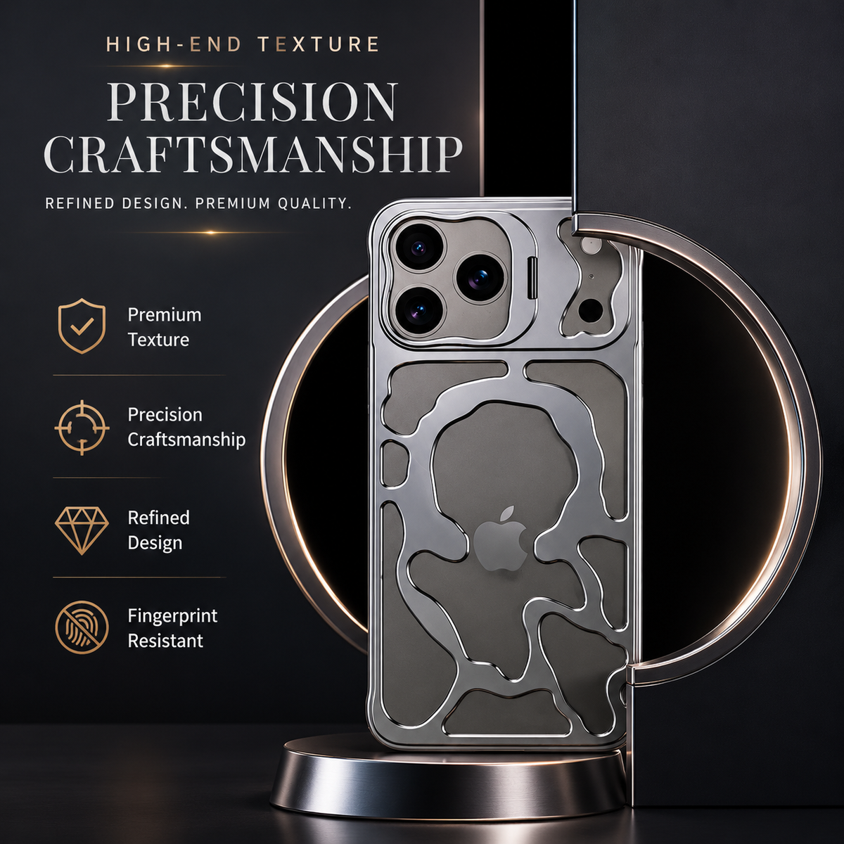 Premium iPhone Case MagSafe Compatible Hollow Metal Cover Heat Dissipating Design Built-In Stand Bracket Slim Shockproof Magnetic Protective Case