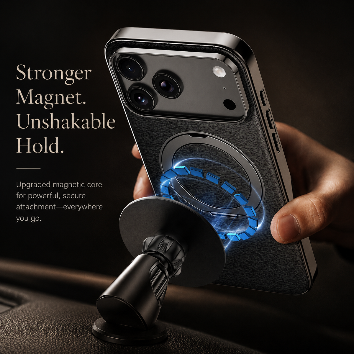 Premium iPhone Case MagSafe Compatible Leather Ring Holder Cover Lens Protection