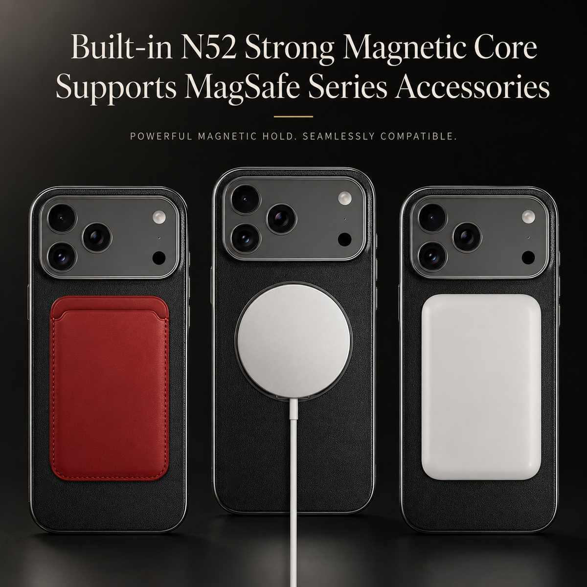 Premium iPhone Case MagSafe Compatible Leather Ring Holder Cover Lens Protection