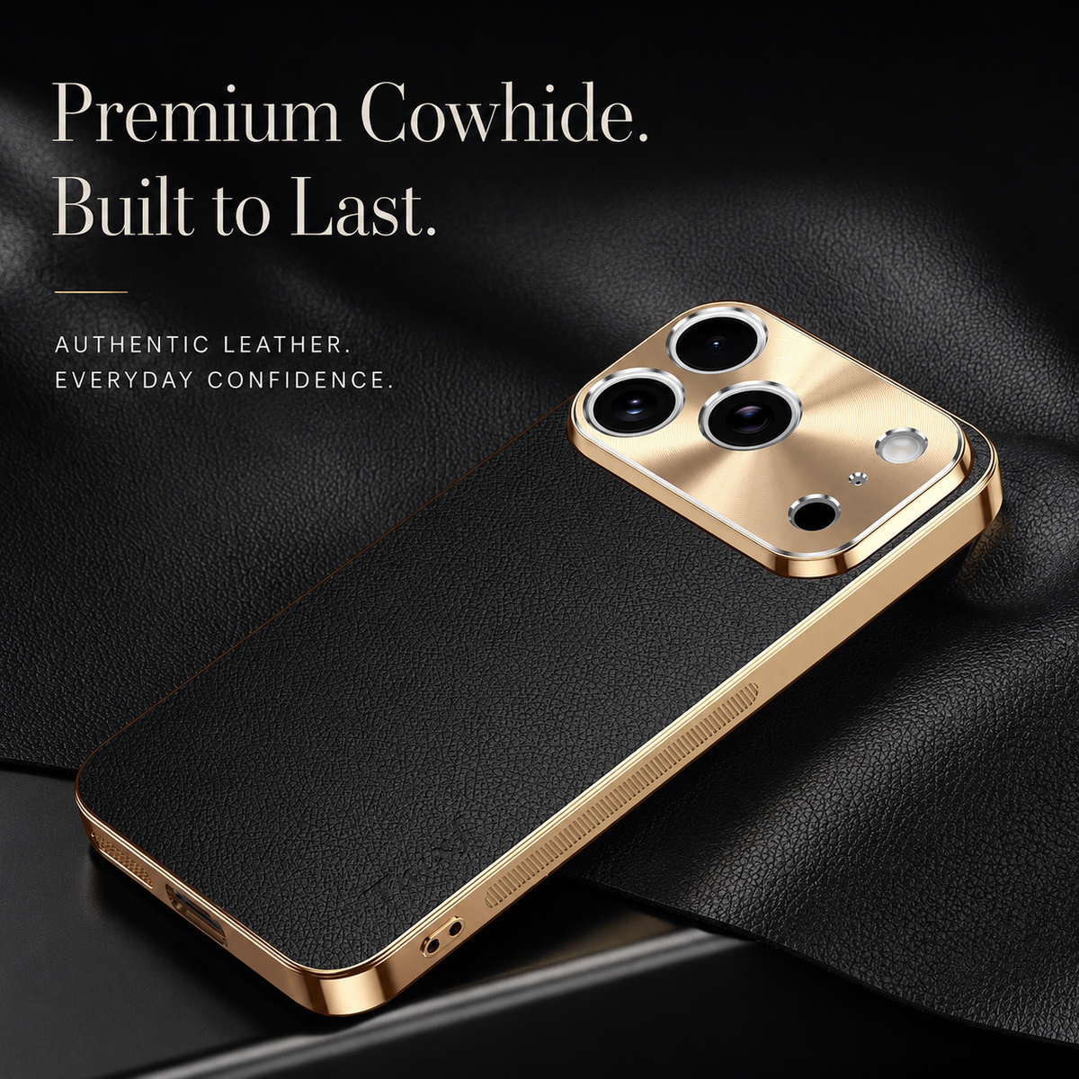 Premium iPhone Case MagSafe Compatible Lychee Texture Leather Cover Electroplated Frame Shockproof Camera Lens Protection Slim Design