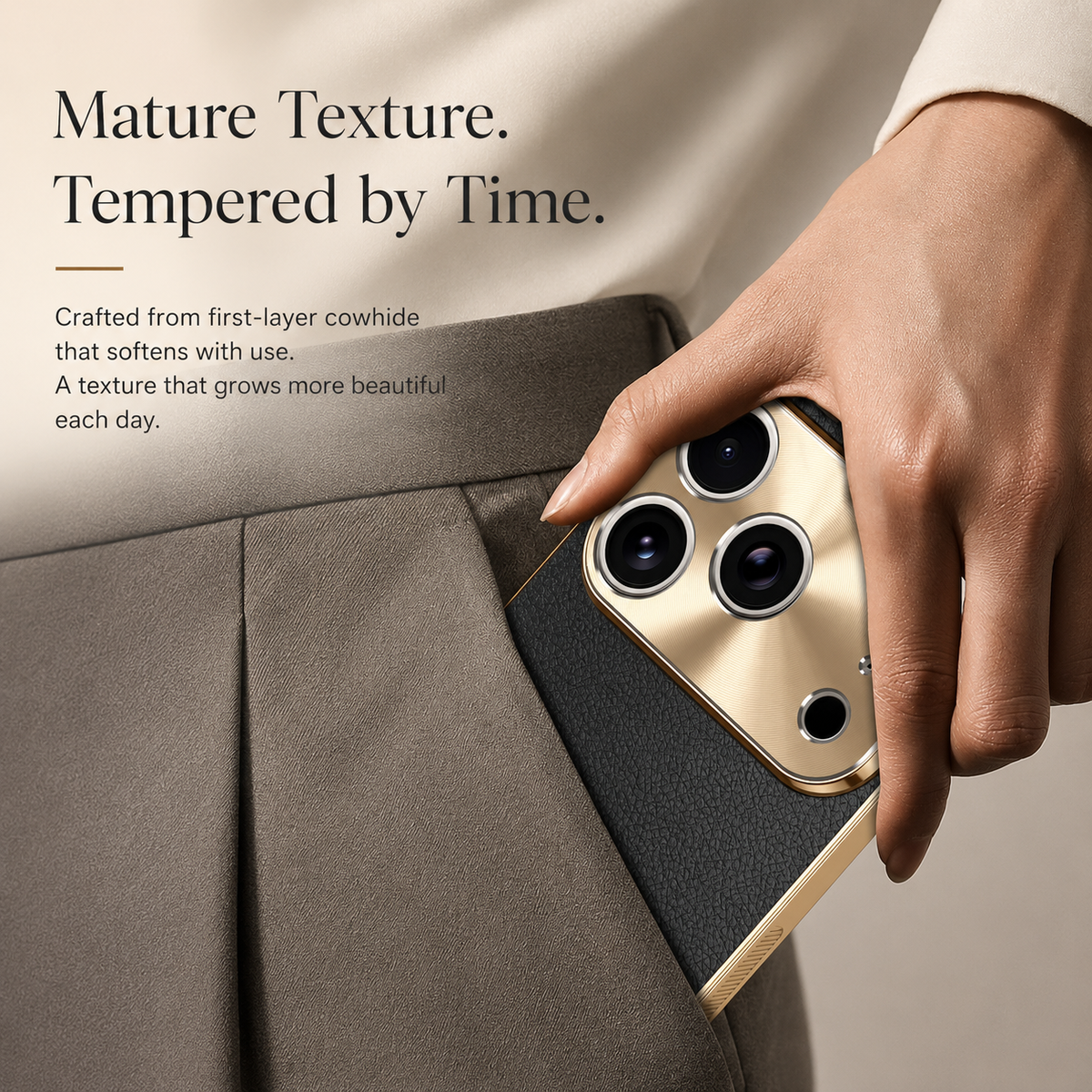 Premium iPhone Case MagSafe Compatible Lychee Texture Leather Cover Electroplated Frame Shockproof Camera Lens Protection Slim Design