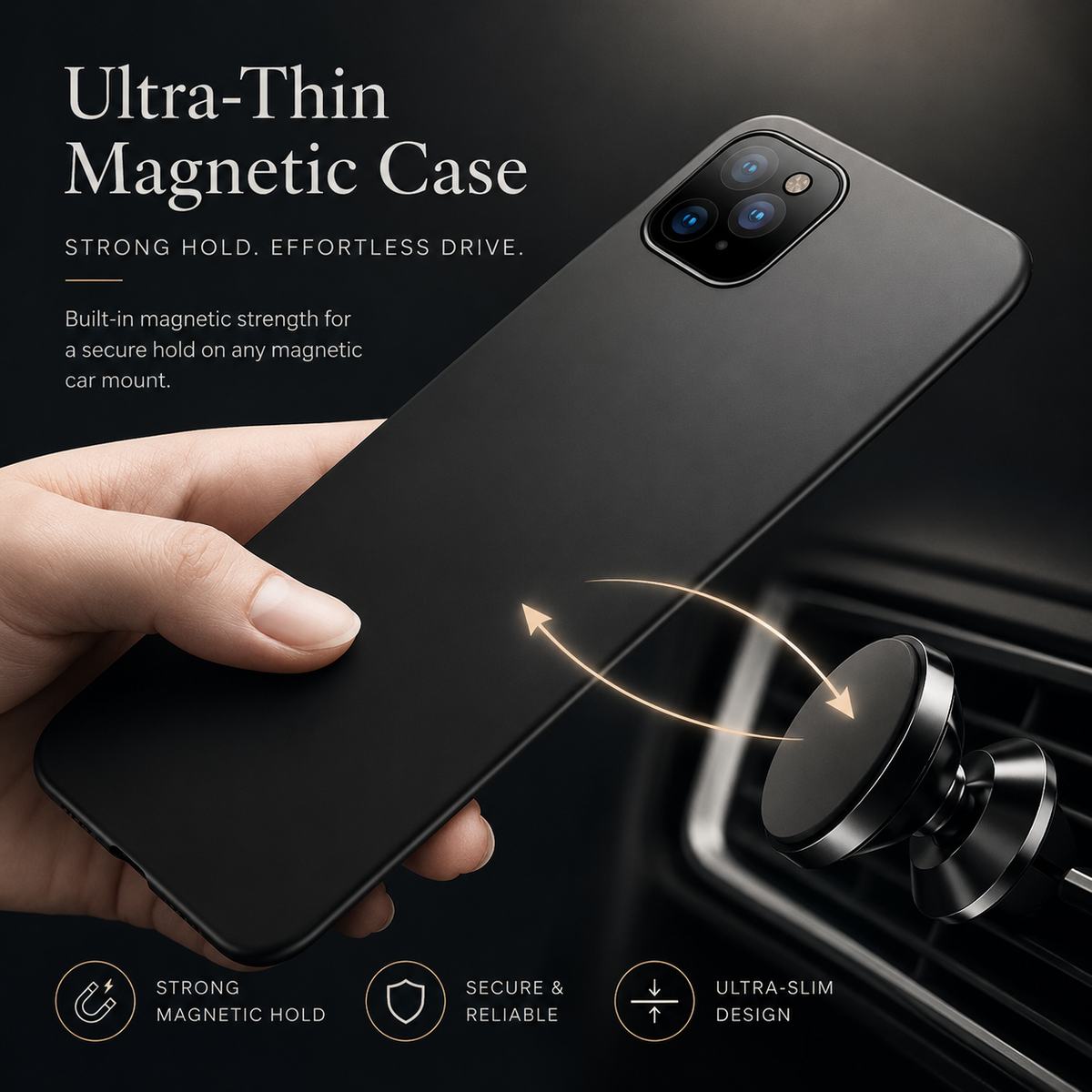 Premium iPhone Case MagSafe Compatible Magnetic Car Mount Cover Ultra Thin Protection