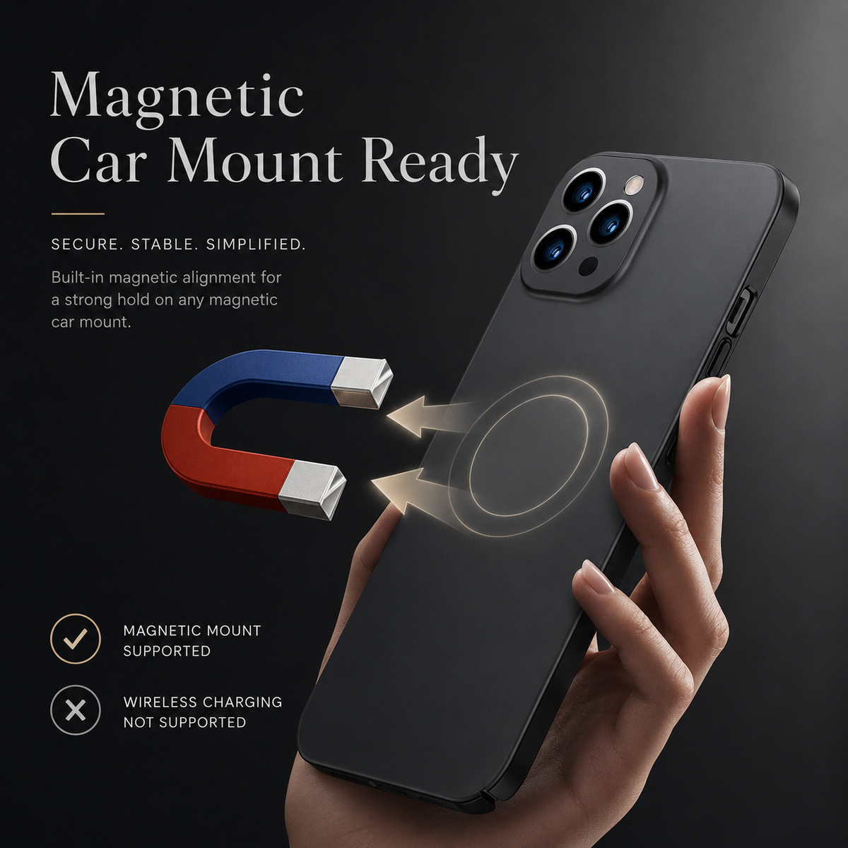 Premium iPhone Case MagSafe Compatible Magnetic Car Mount Cover Ultra Thin Protection