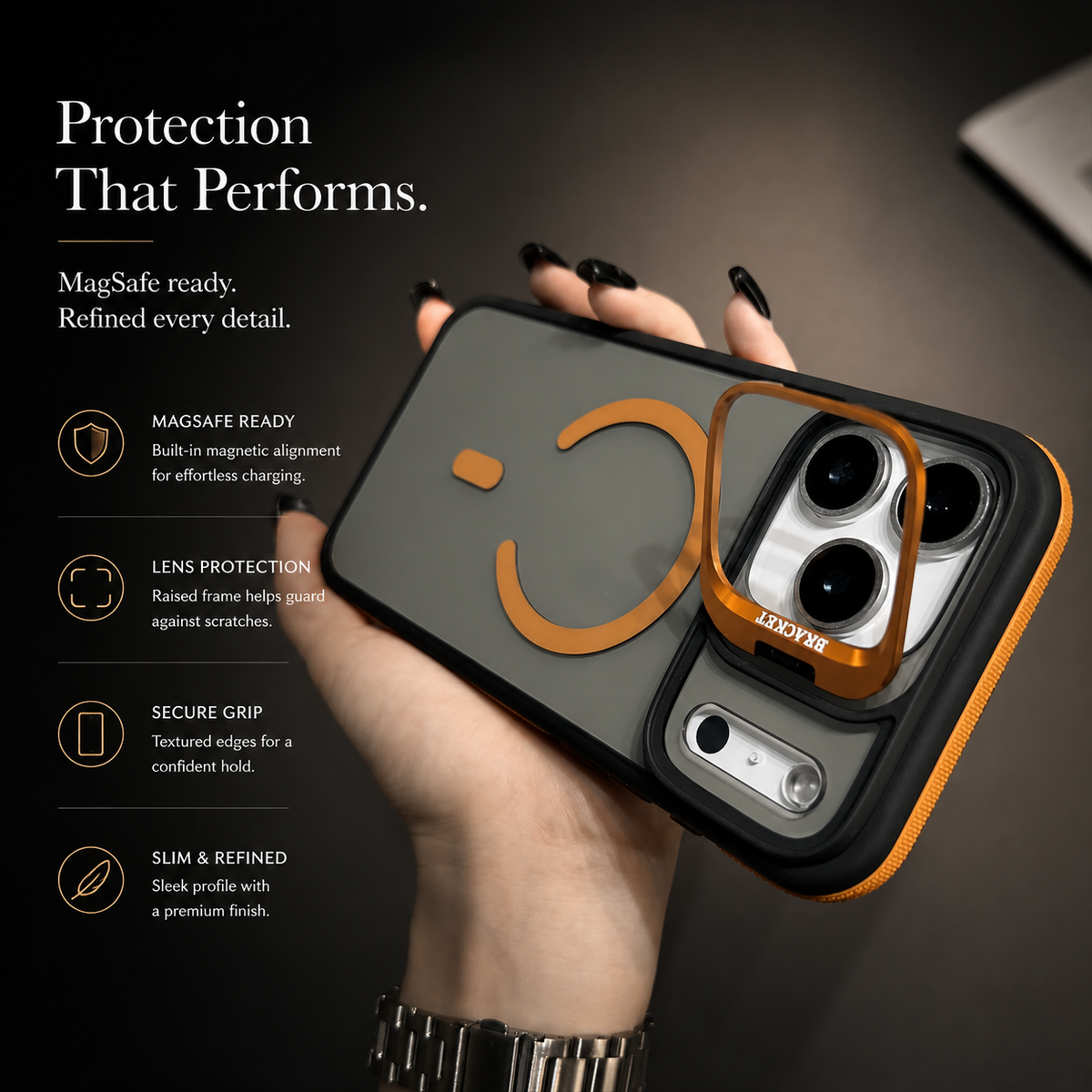 Premium iPhone Case MagSafe Compatible Matte Transparent Protective Cover Metal Kickstand Shockproof Armor Wireless Charging Full Coverage