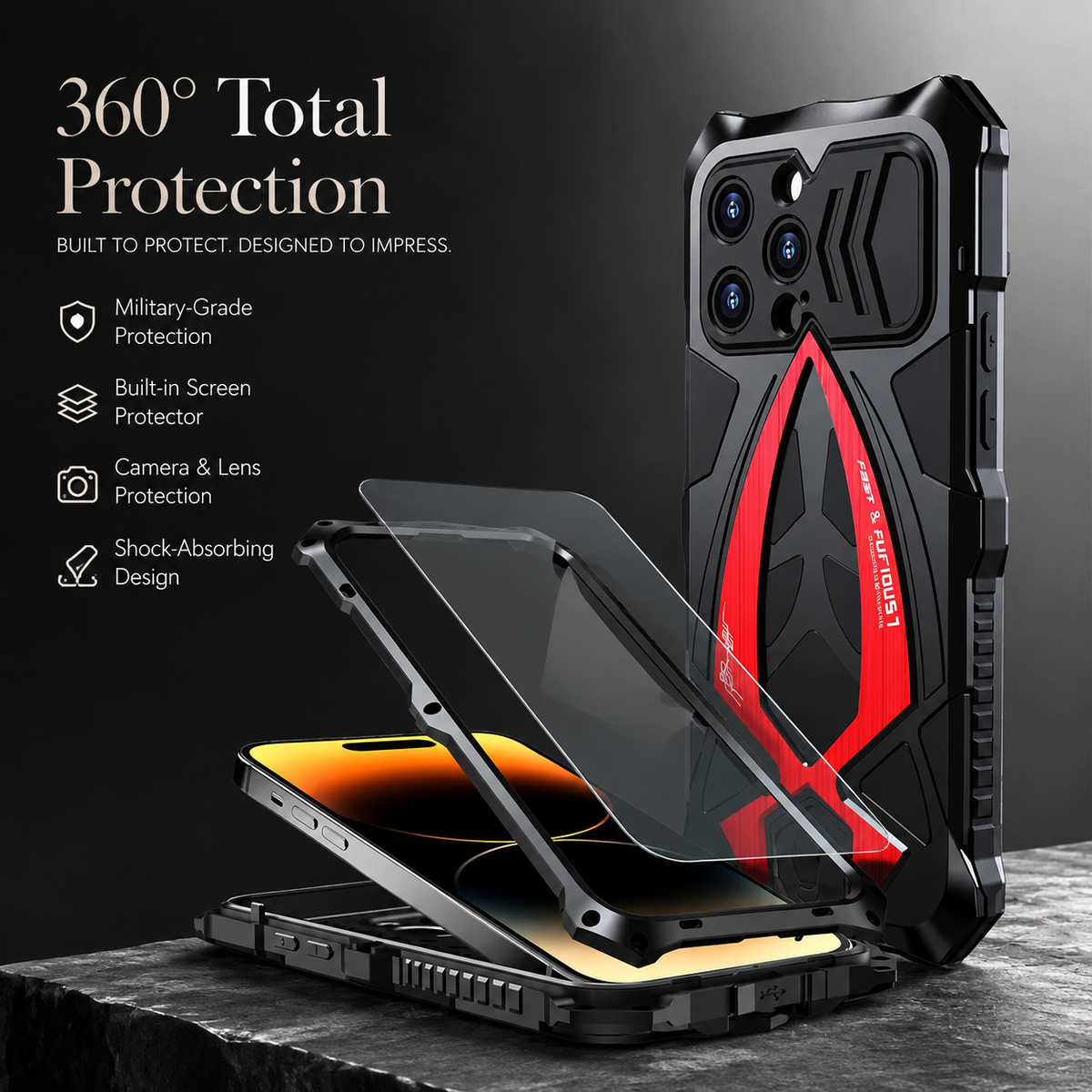 Premium iPhone Case MagSafe Compatible Metal Armor Cover Shockproof TPU Interior Ultra Thin Protection