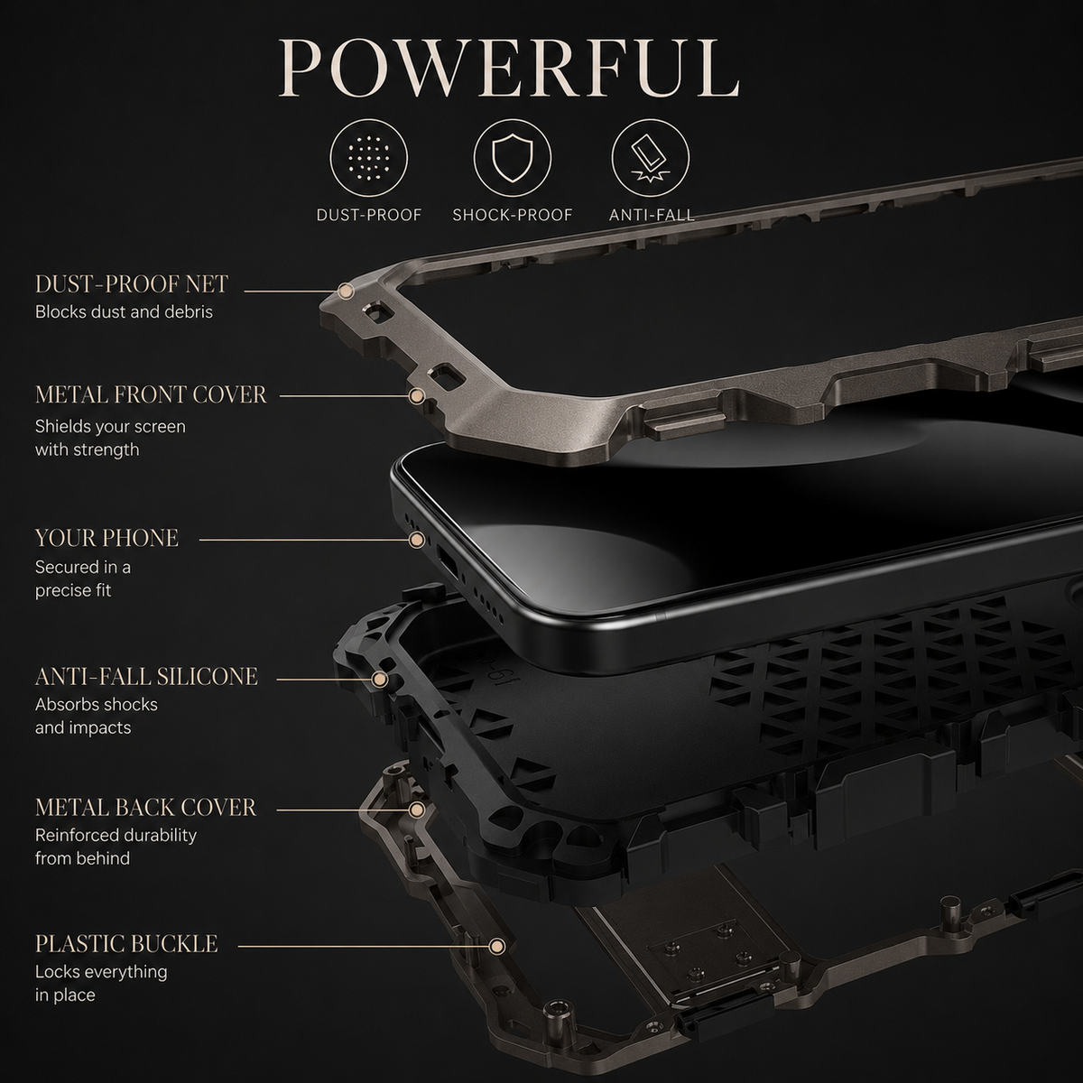 Premium iPhone Case MagSafe Compatible Metal Bumper Cover Shockproof Rugged Protection