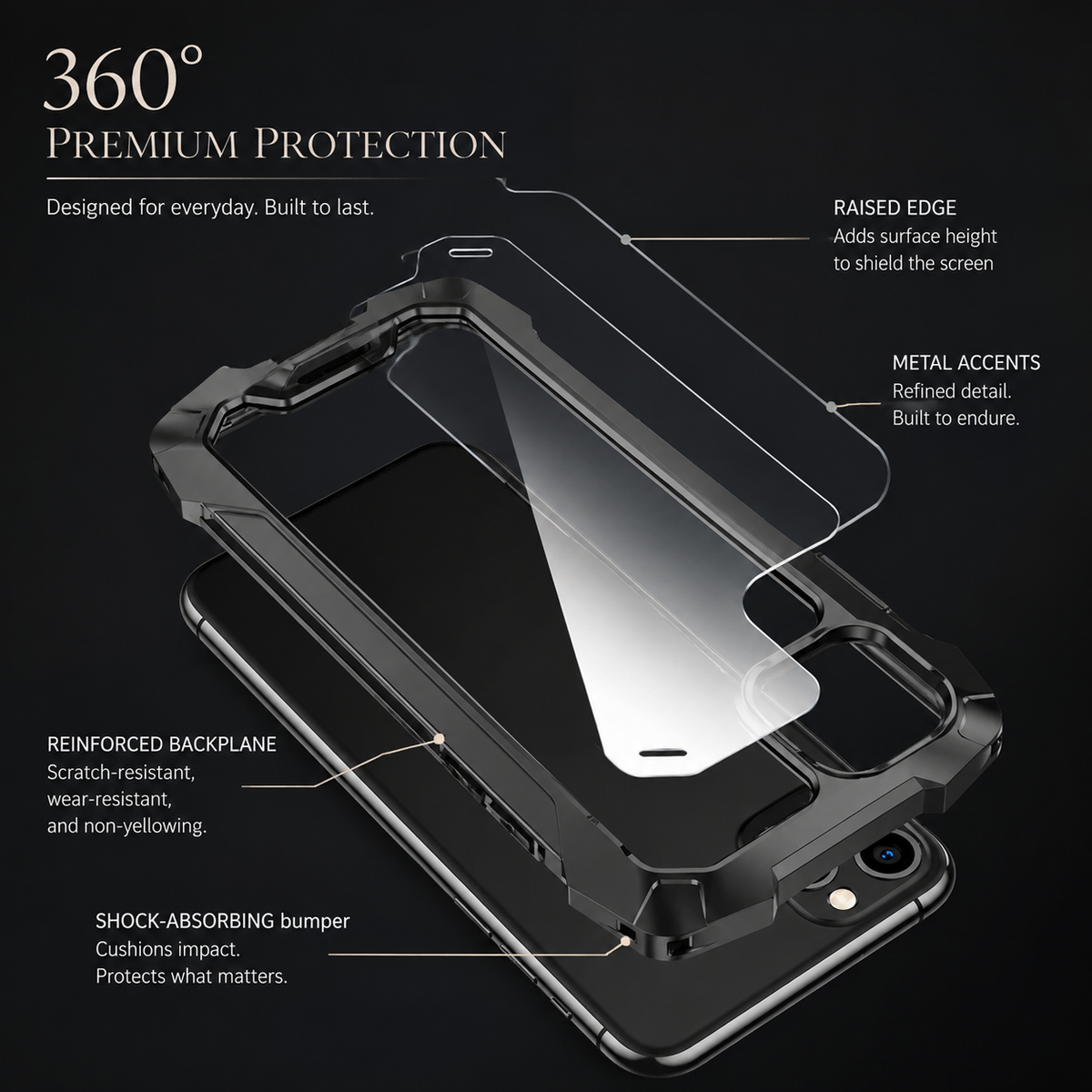 Premium iPhone Case MagSafe Compatible Military Armor Metal Frame Cover 360° Full Protection