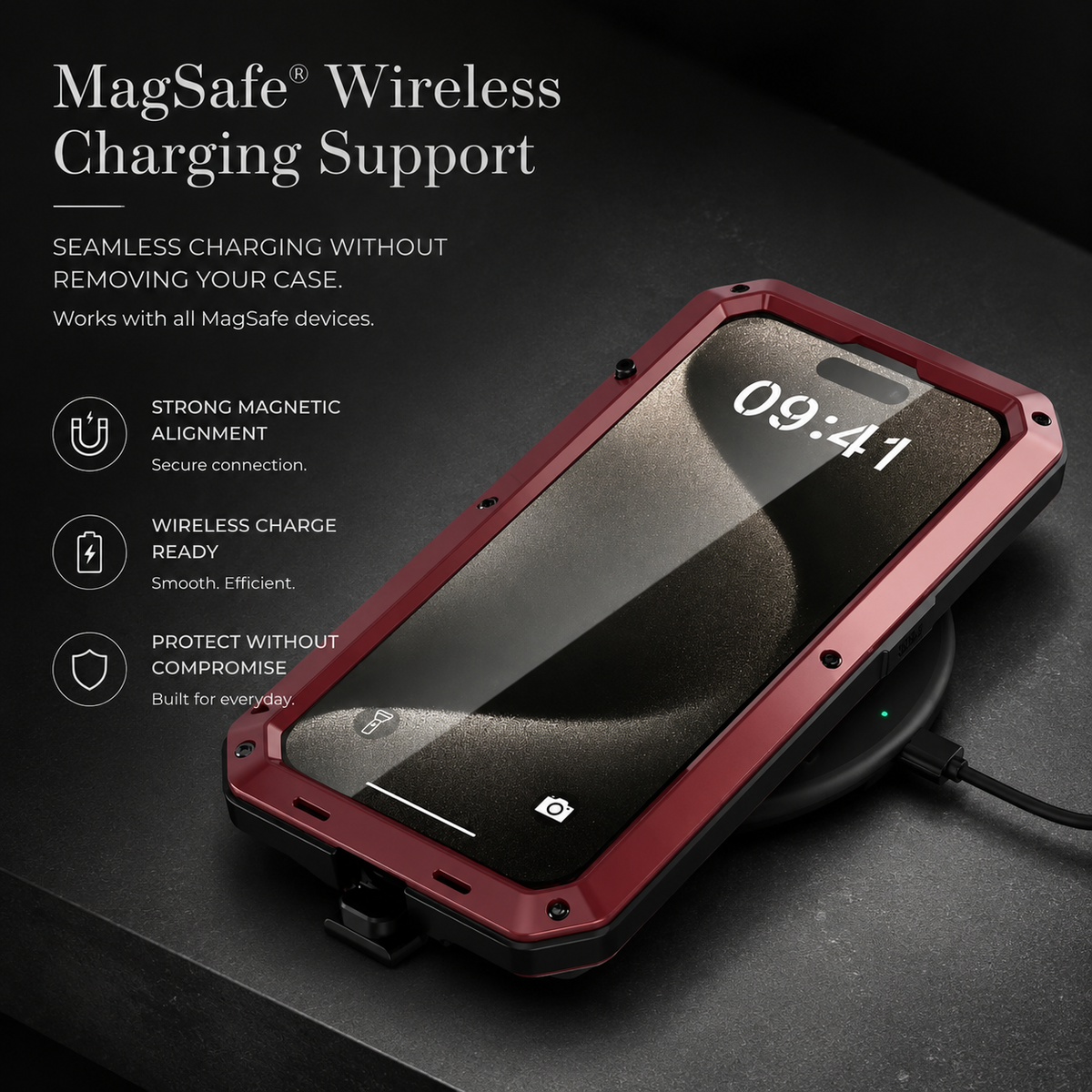 Premium iPhone Case MagSafe Compatible Military Heavy Duty Metal Armor Cover Full Body Protection