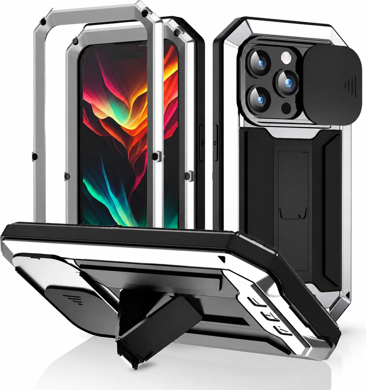 Premium iPhone Case MagSafe Compatible Military Heavy Duty Metal Armor Cover Full Body Protection