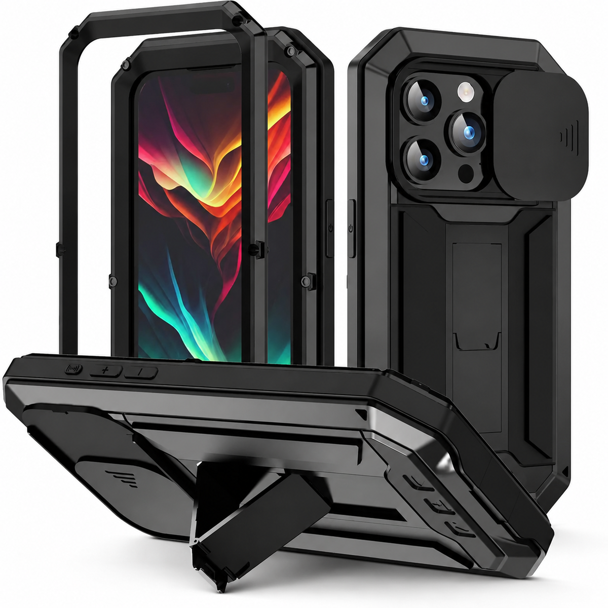 Premium iPhone Case MagSafe Compatible Military Heavy Duty Metal Armor Cover Full Body Protection