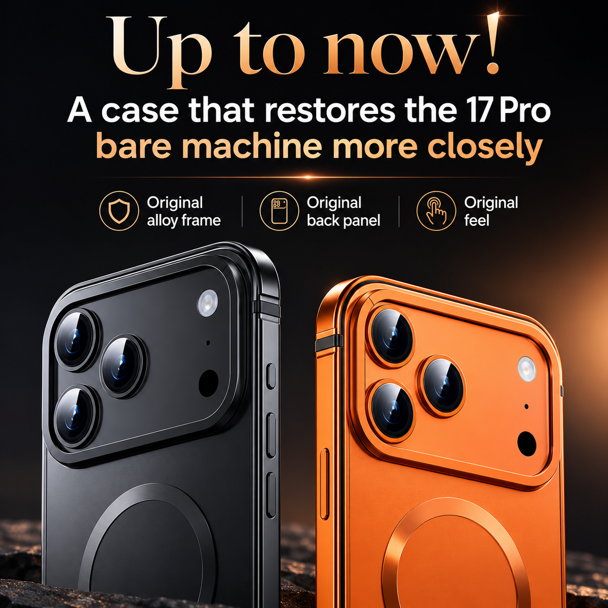 Premium iPhone Case MagSafe Compatible Orange Aluminum Alloy Cover Shockproof Matte Protection