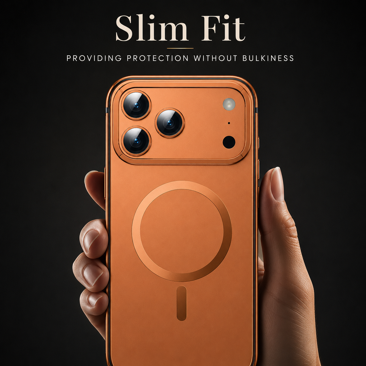 Premium iPhone Case MagSafe Compatible Orange Aluminum Alloy Cover Shockproof Matte Protection