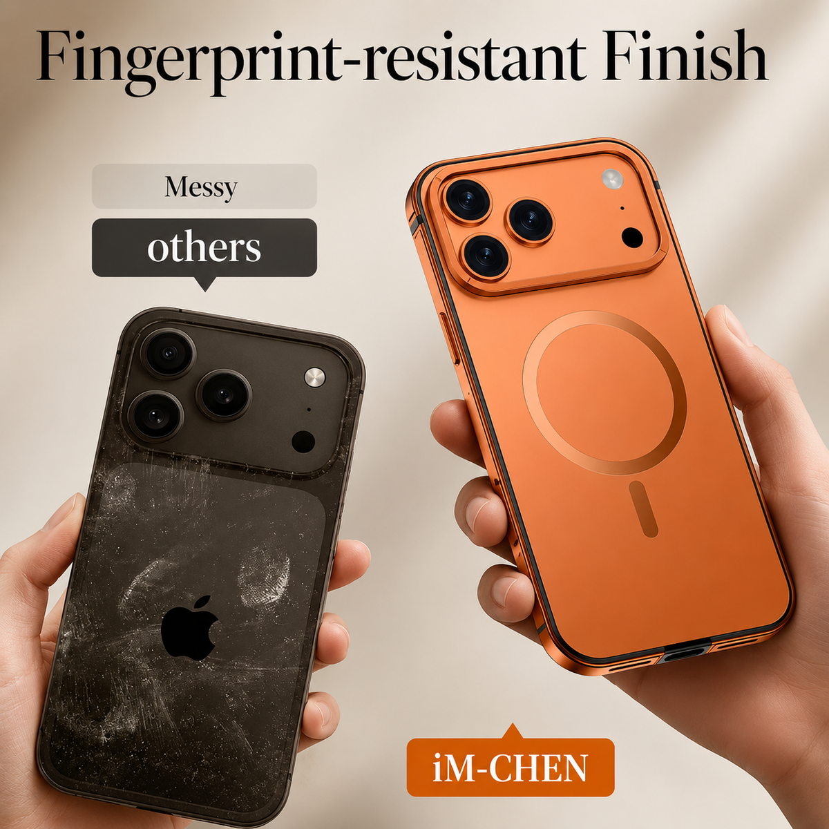 Premium iPhone Case MagSafe Compatible Orange Aluminum Alloy Cover Shockproof Matte Protection
