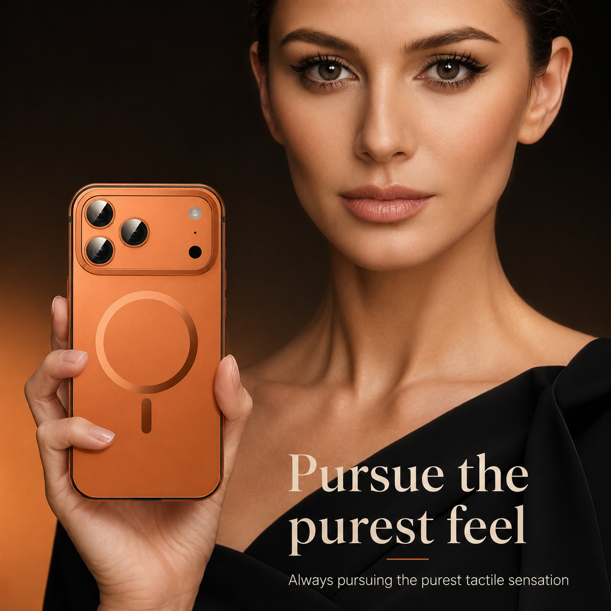 Premium iPhone Case MagSafe Compatible Orange Aluminum Alloy Cover Shockproof Matte Protection