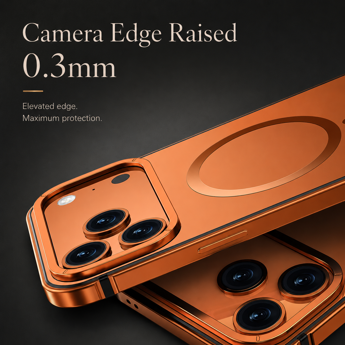 Premium iPhone Case MagSafe Compatible Orange Aluminum Metal Cover Shockproof Matte Protection