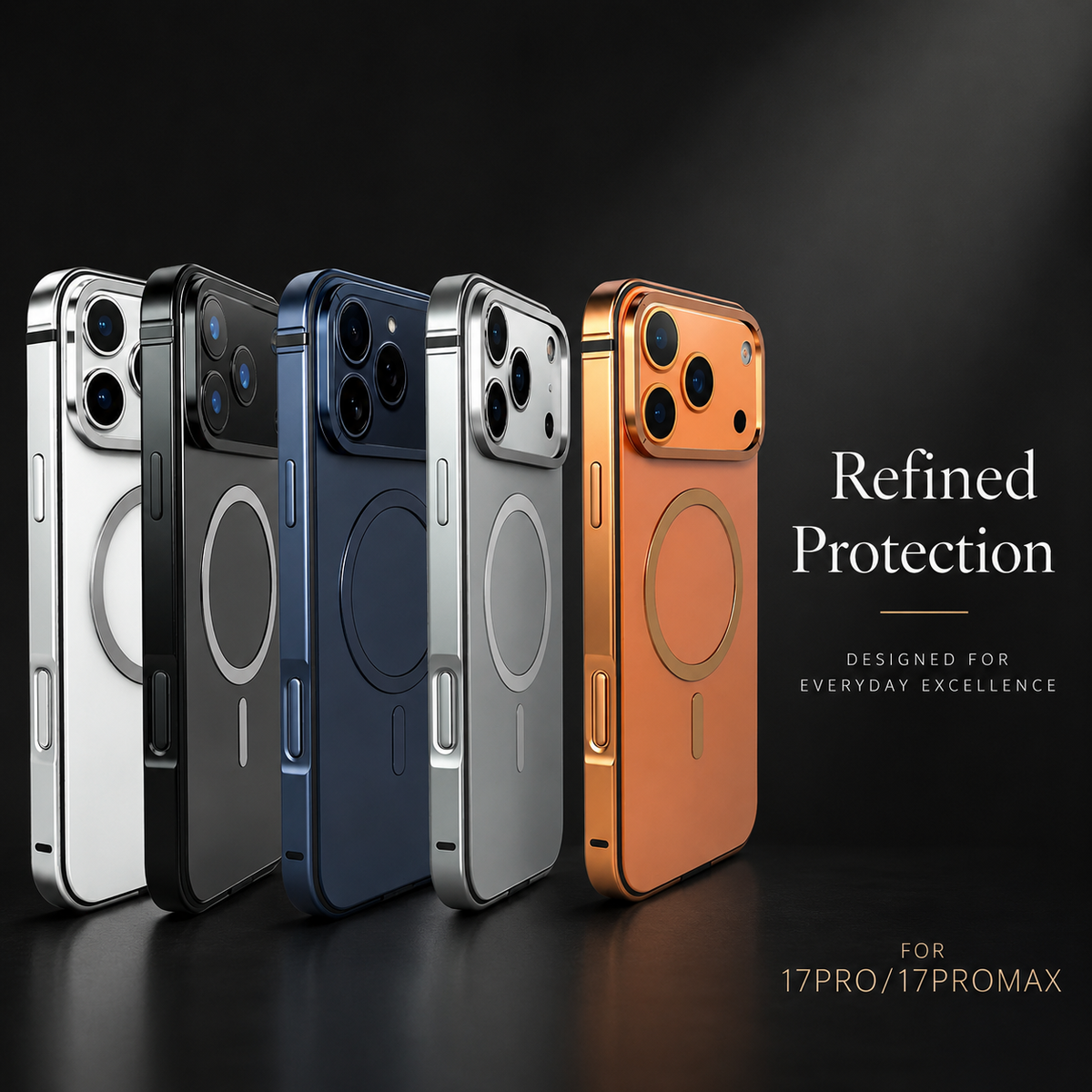Premium iPhone Case MagSafe Compatible Orange Aluminum Metal Cover Shockproof Matte Protection