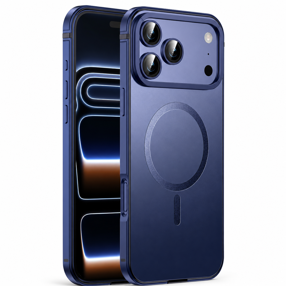 Premium iPhone Case MagSafe Compatible Orange Aluminum Metal Cover Shockproof Matte Protection