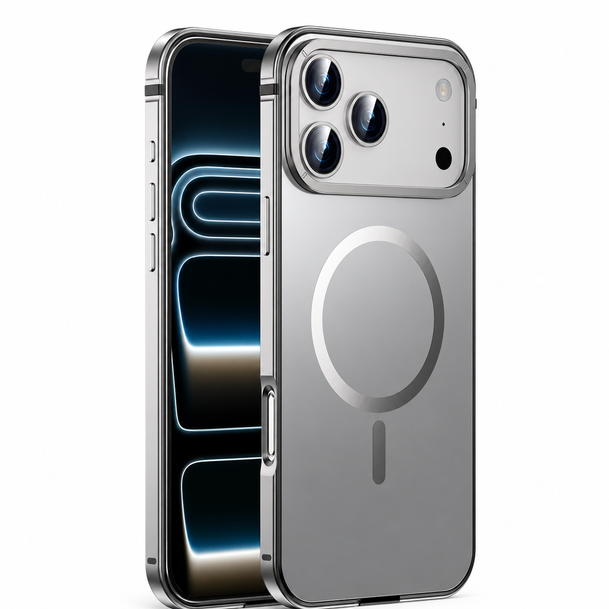 Premium iPhone Case MagSafe Compatible Orange Aluminum Metal Cover Shockproof Matte Protection