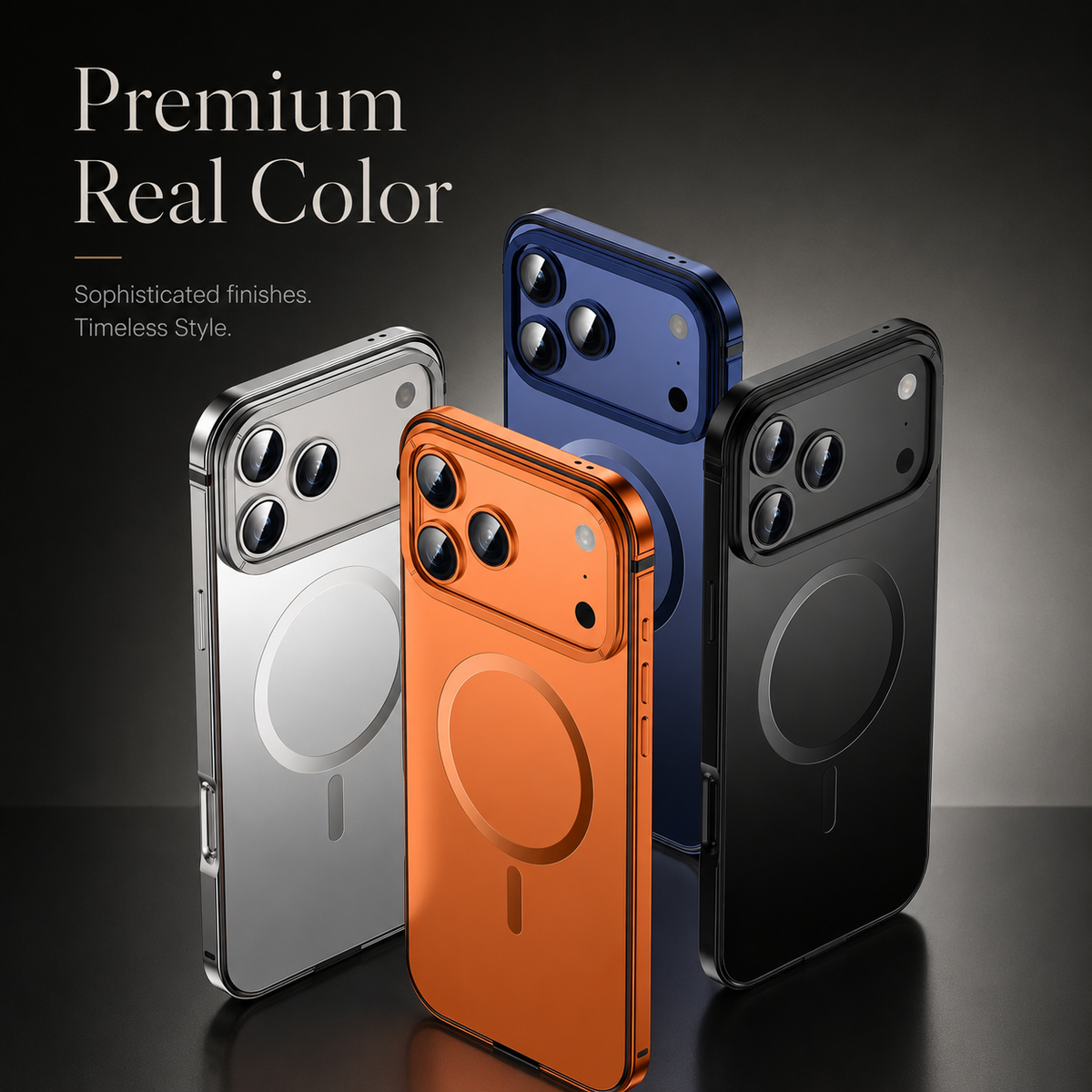 Premium iPhone Case MagSafe Compatible Orange Aluminum Metal Cover Shockproof Matte Protection