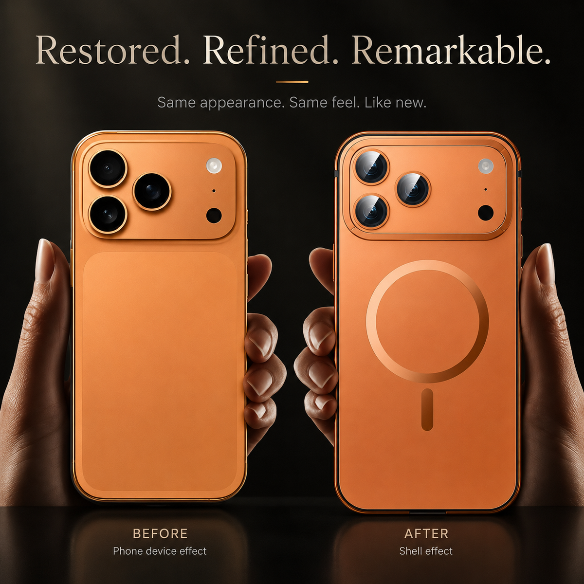 Premium iPhone Case MagSafe Compatible Orange Aluminum Metal Cover Shockproof Matte Protection