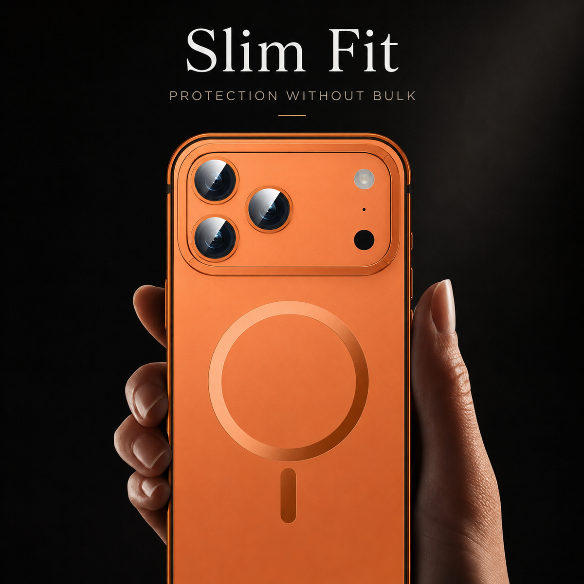 Premium iPhone Case MagSafe Compatible Orange Aluminum Metal Cover Shockproof Matte Protection