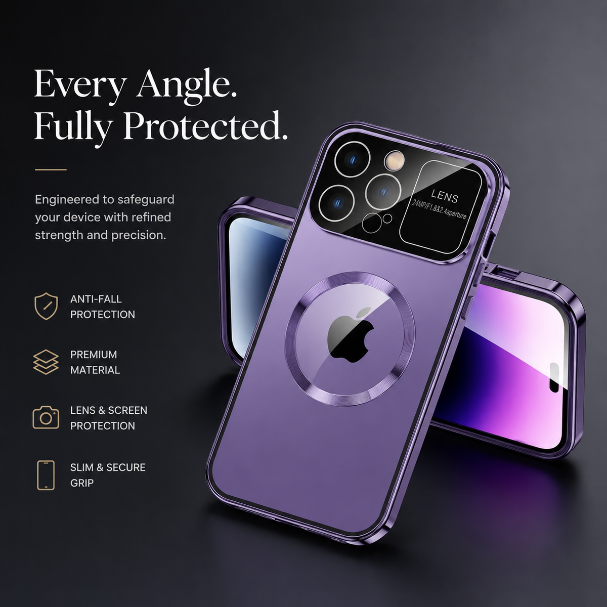 Premium iPhone Case MagSafe Compatible Privacy Screen Cover Frosted Glass Anti Spy Full Protection