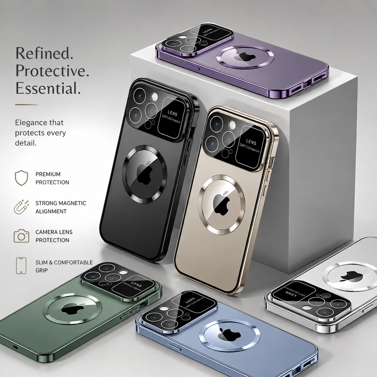 Premium iPhone Case MagSafe Compatible Privacy Screen Cover Frosted Glass Anti Spy Full Protection