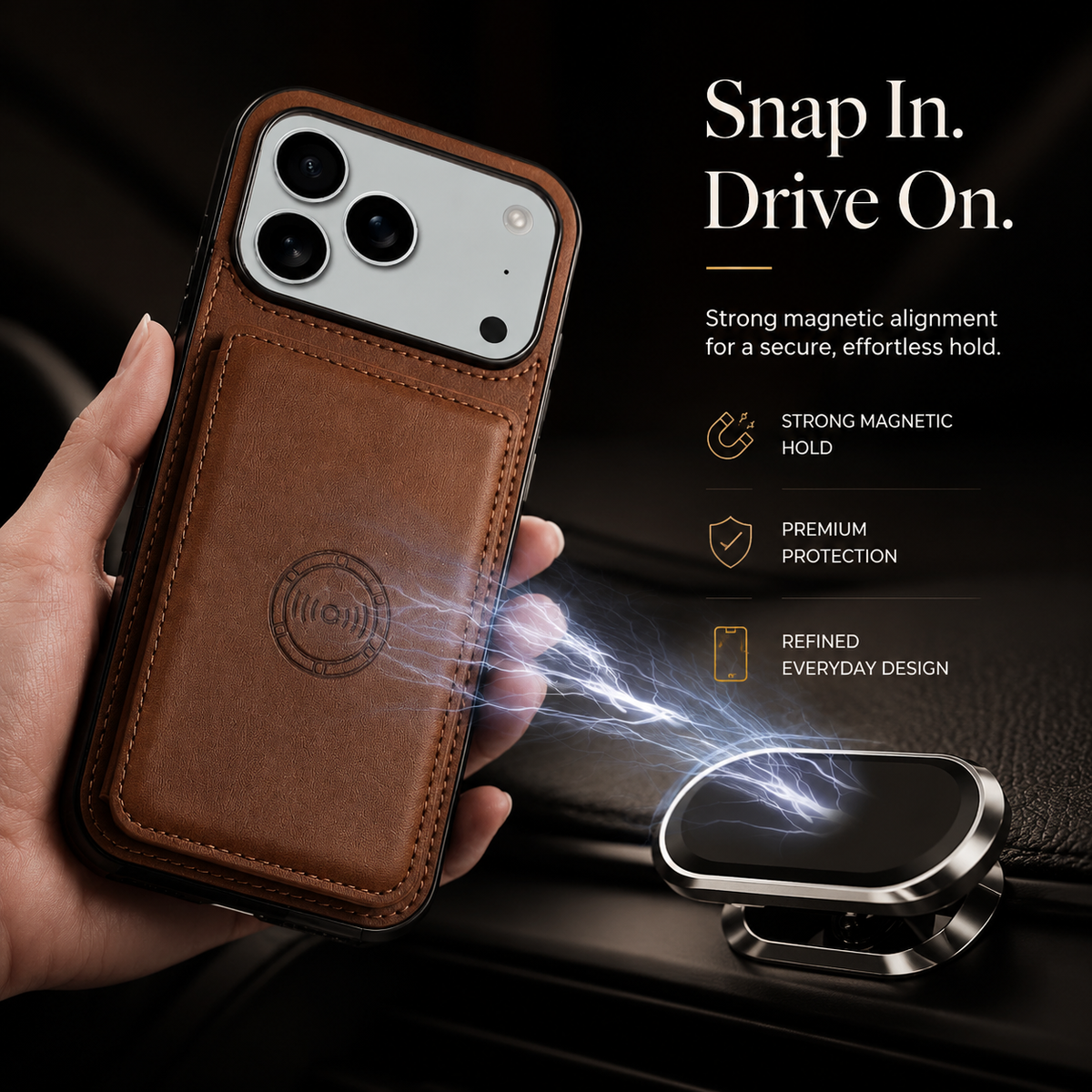 Premium iPhone Case MagSafe Compatible RFID Leather Wallet Cover Shockproof Protection