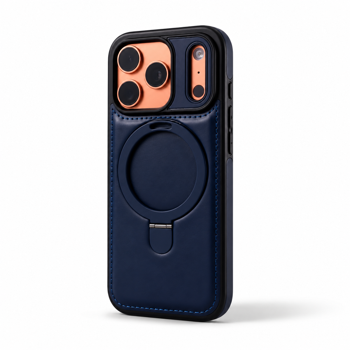 Premium iPhone Case MagSafe Compatible Retro Leather Protective Cover Invisible Kickstand Shockproof Slim Business Full Coverage