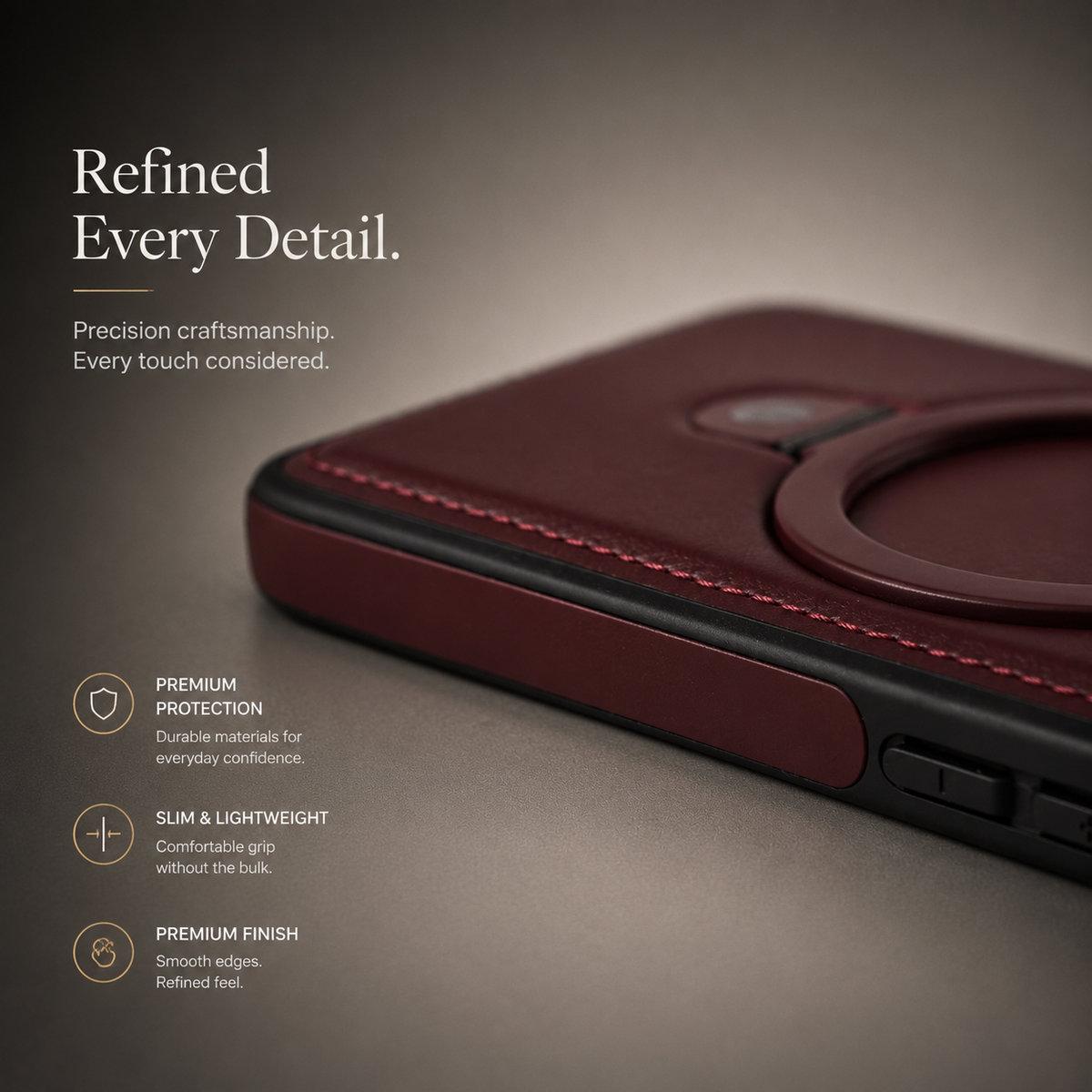 Premium iPhone Case MagSafe Compatible Retro Leather Protective Cover Invisible Kickstand Shockproof Slim Business Full Coverage