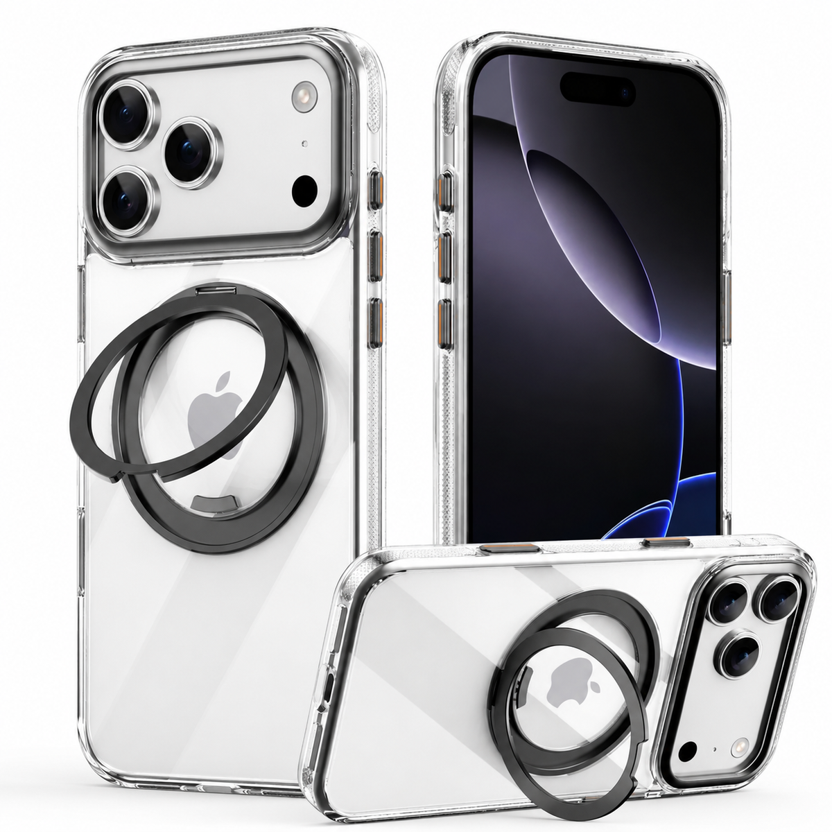 Premium iPhone Case MagSafe Compatible Rotating Stand Shockproof Protective Cover Mechanical Torque Metal TPU PC Full Coverage