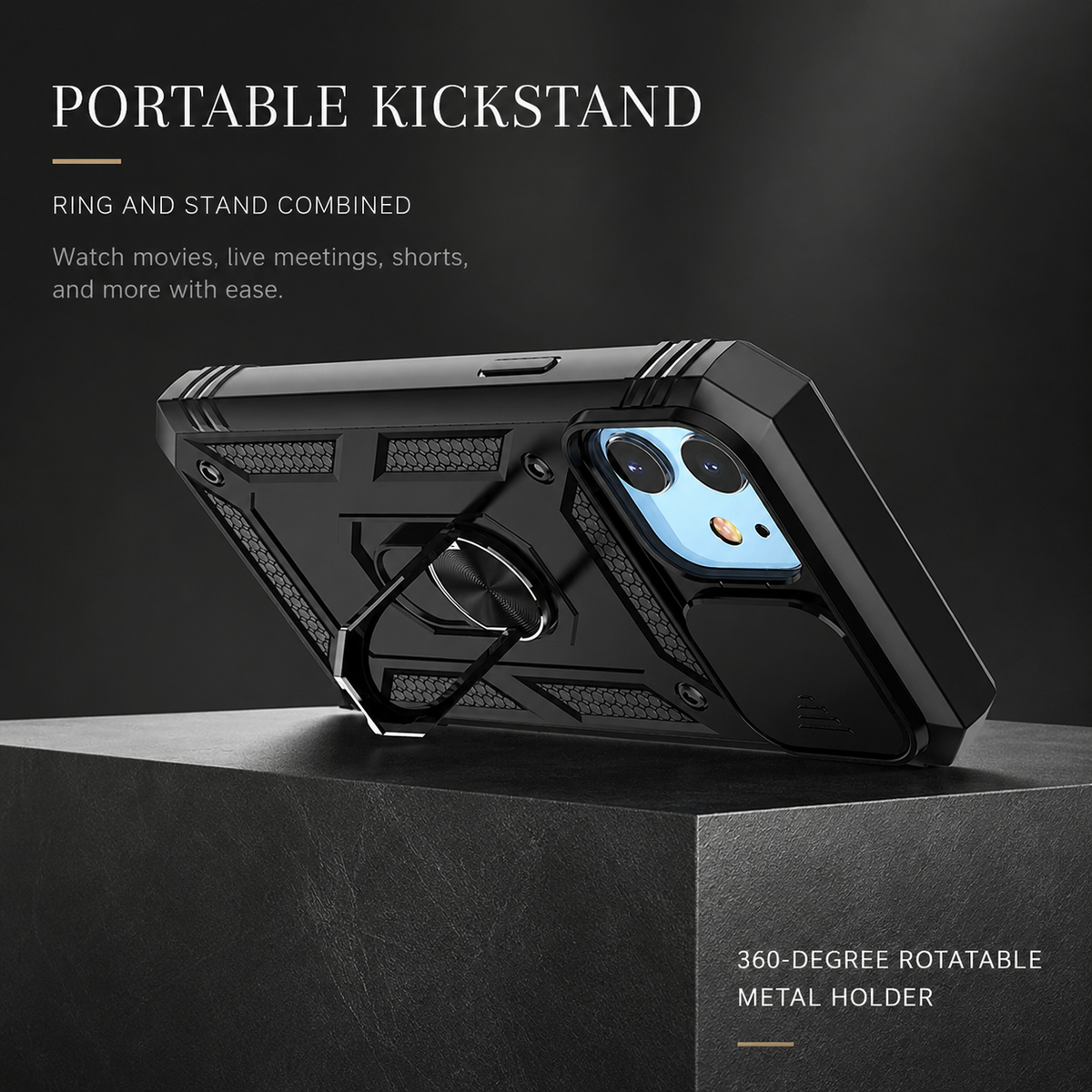 Premium iPhone Case MagSafe Compatible Rugged Armor Card Holder Cover Kickstand Protection