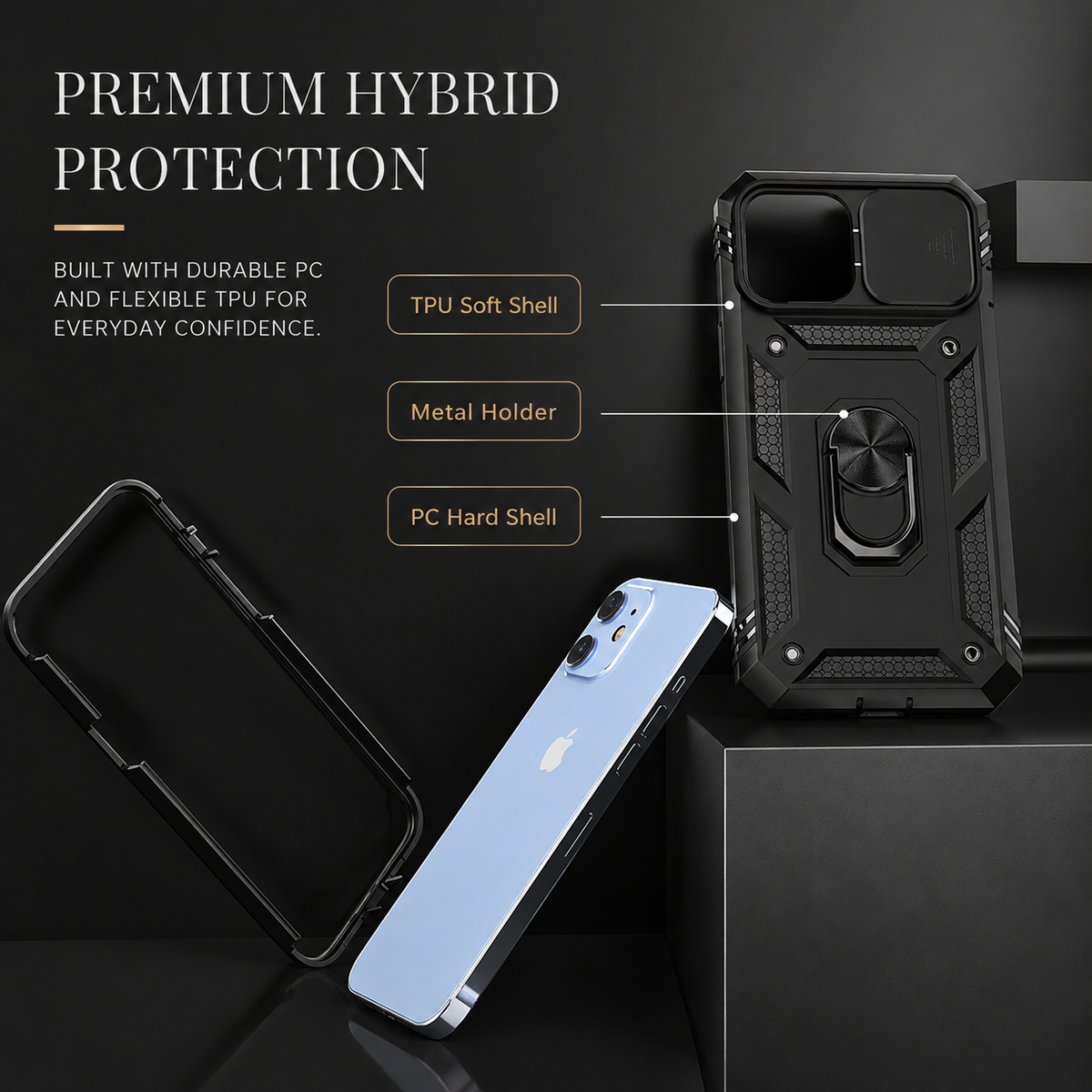 Premium iPhone Case MagSafe Compatible Rugged Armor Card Holder Cover Kickstand Protection