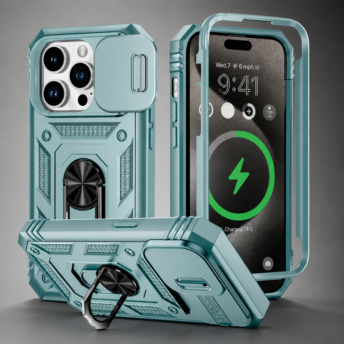 Premium iPhone Case MagSafe Compatible Rugged Armor Card Holder Cover Kickstand Protection