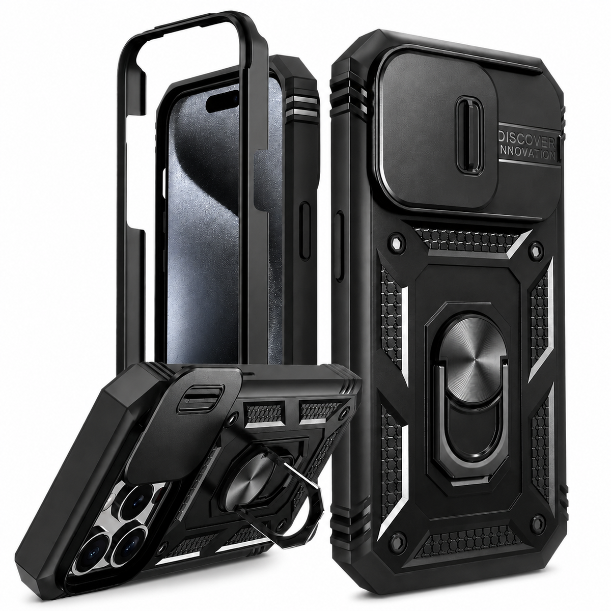 Premium iPhone Case MagSafe Compatible Rugged Armor Card Holder Cover Kickstand Protection