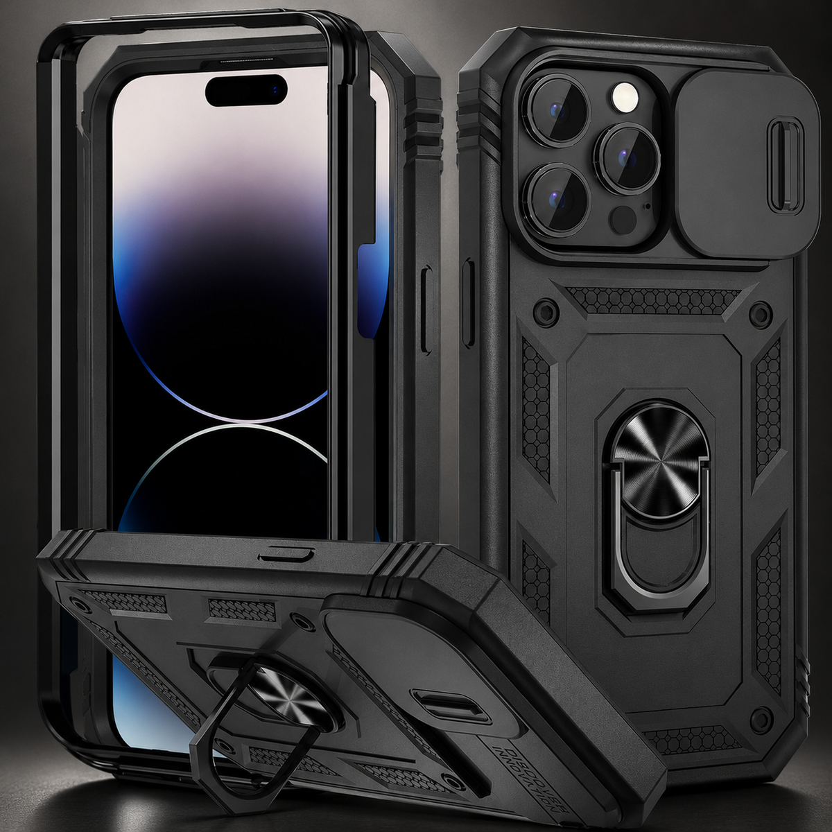 Premium iPhone Case MagSafe Compatible Rugged Armor Card Holder Cover Kickstand Protection